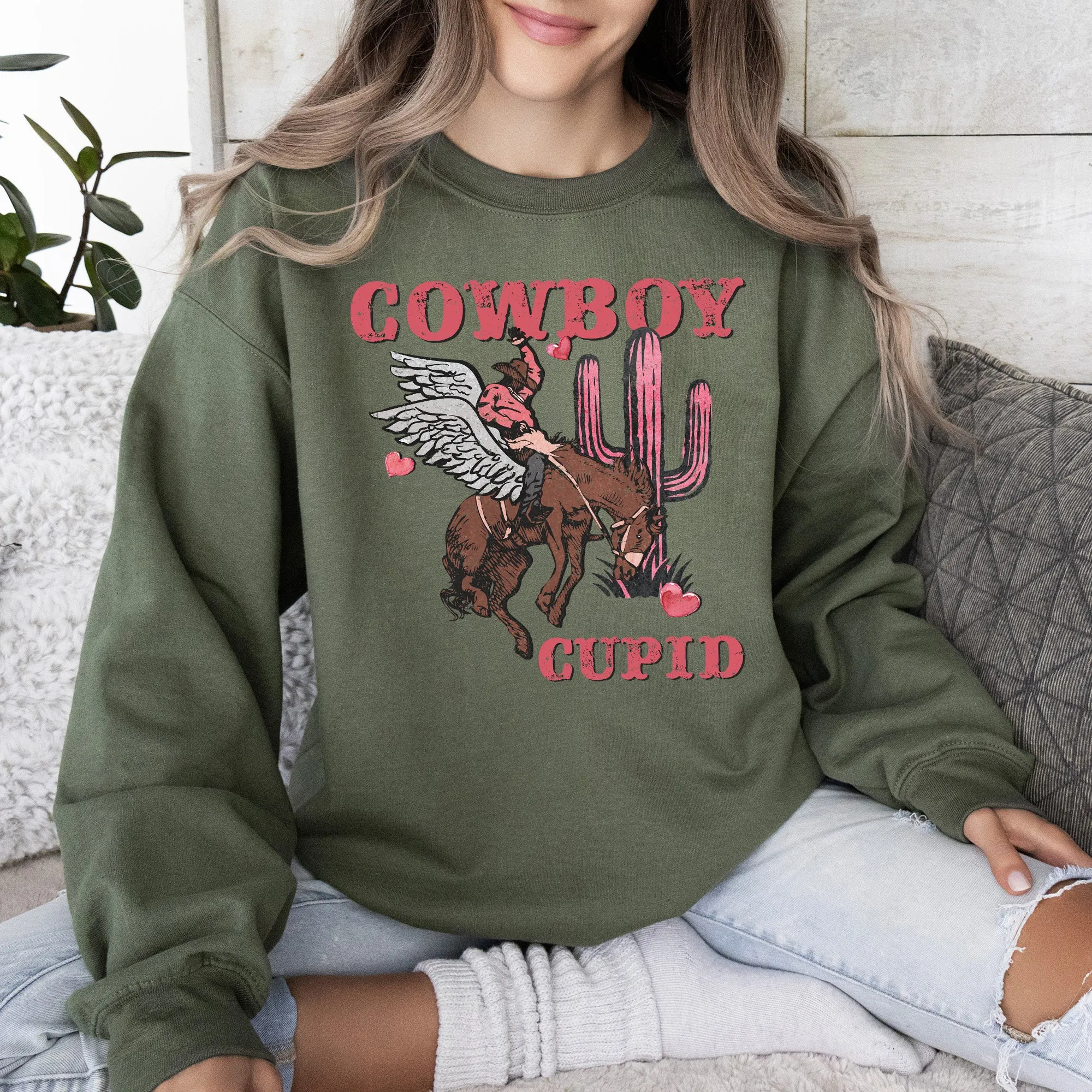Cowboy Cupid Western Horse Romance Valentines Day Celebration Cozy Warm Sweatshirt sold by Refinery Number One product image thumbnail 5