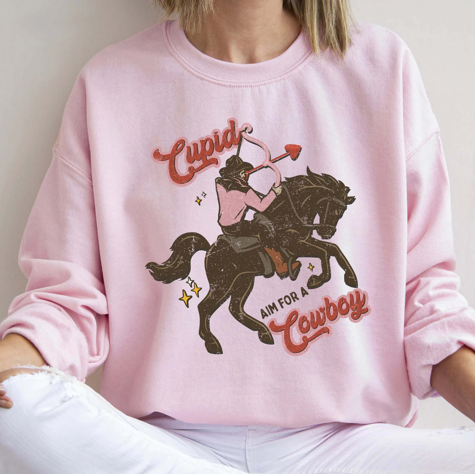 Cupid Aim For A Cowboy, Horse, Western, Country, Sweatshirt, Valentine's Day sold by Refinery Number One product image thumbnail 3