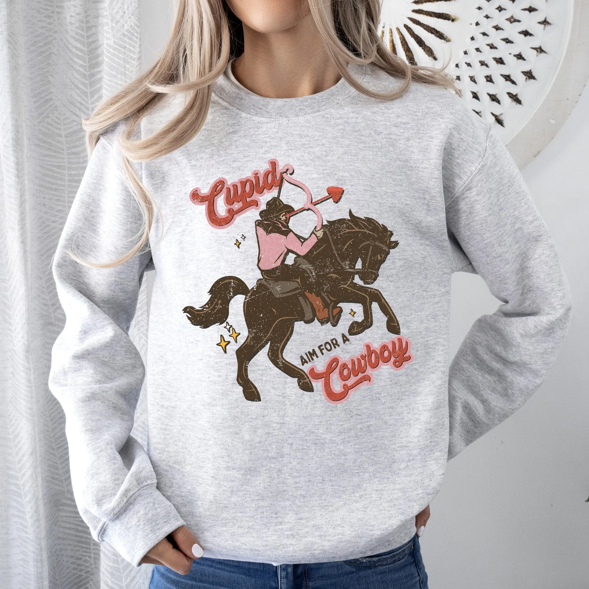 Cupid Aim For A Cowboy, Horse, Western, Country, Sweatshirt, Valentine's Day sold by Refinery Number One product image thumbnail 2