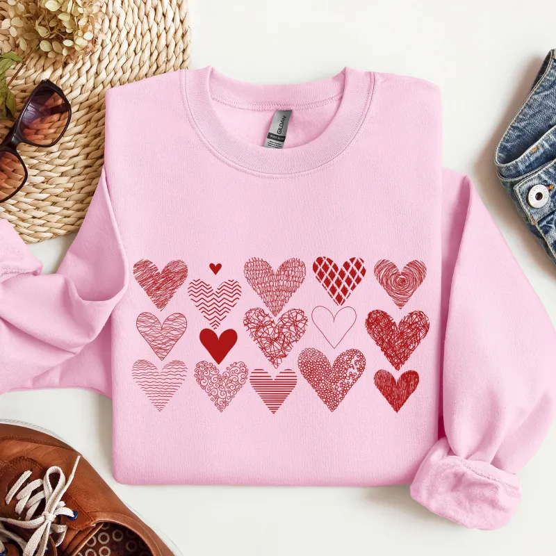 Heart Doodles, Sweatshirt, Valentine's Day sold by Refinery Number One