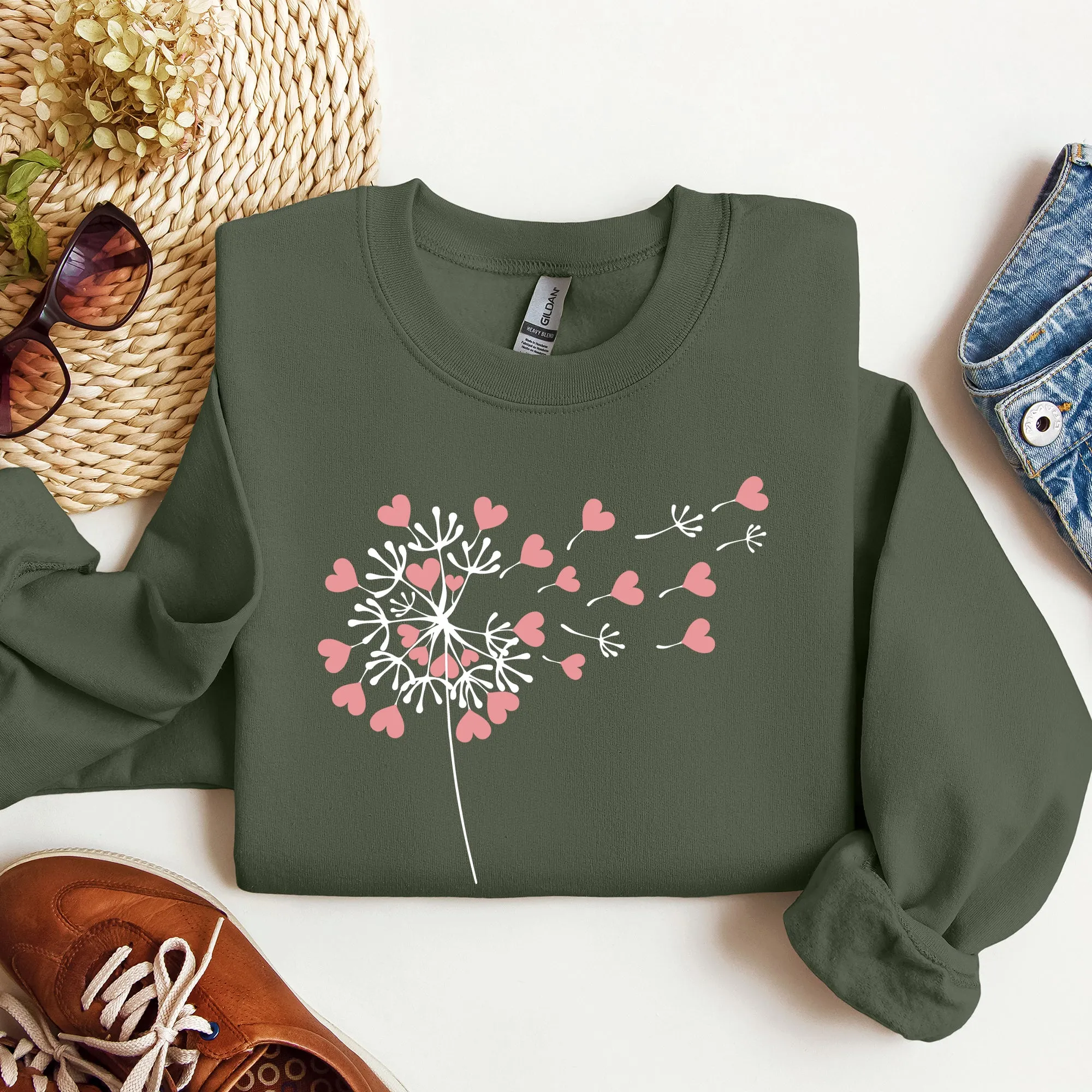 Dandelion Hearts, Flower, Sweatshirt, Valentine's Day sold by Refinery Number One