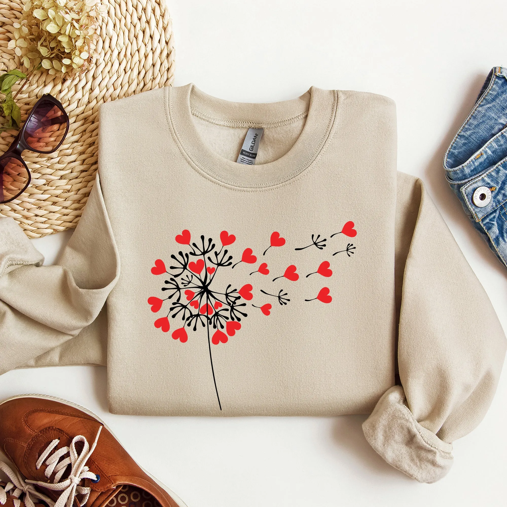 Dandelion Hearts, Flower, Sweatshirt, Valentine's Day sold by Refinery Number One product image thumbnail 3