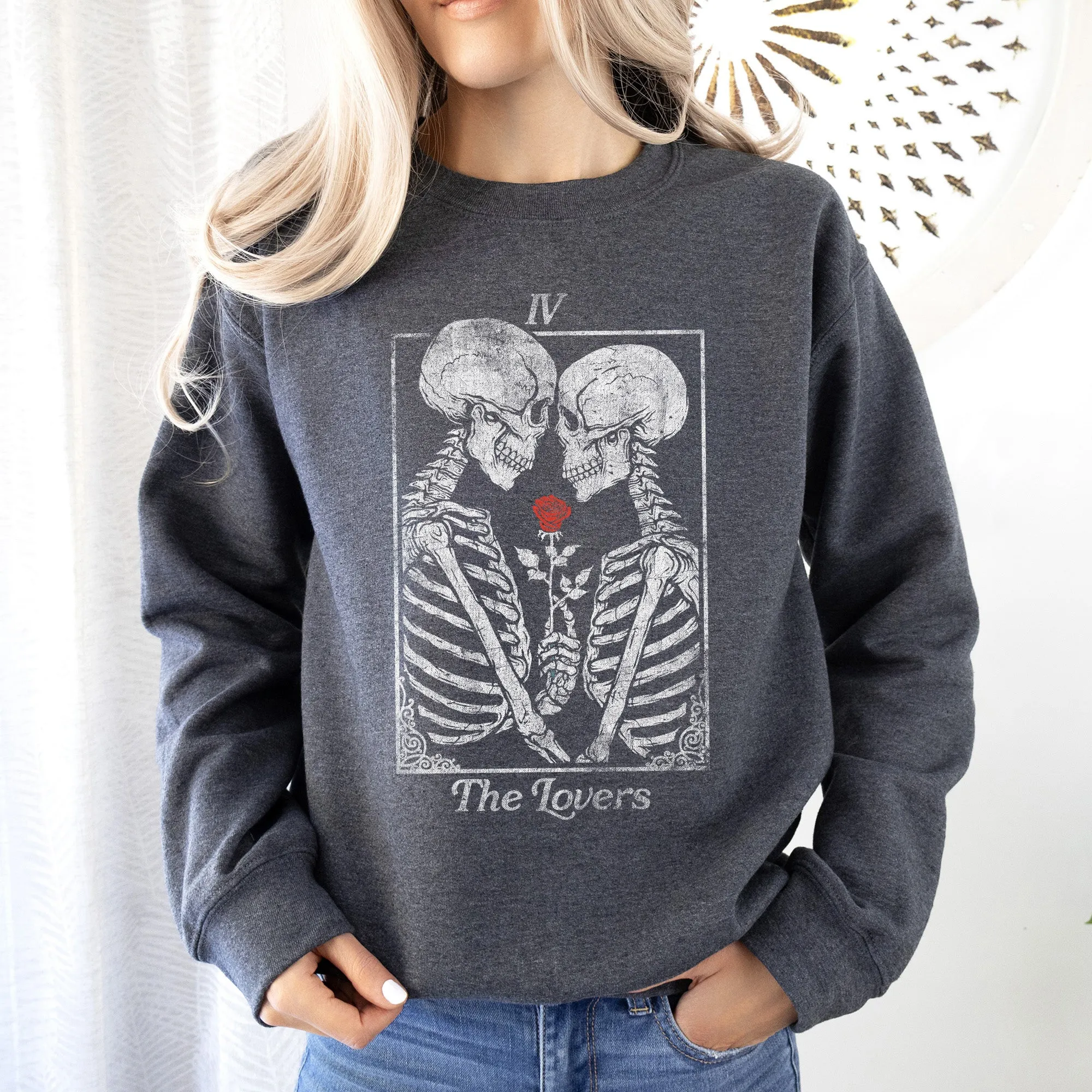 The Lovers Tarot, Skeletons, Mystical, Magic, Sweatshirt, Valentine's Day sold by Refinery Number One product image thumbnail 4