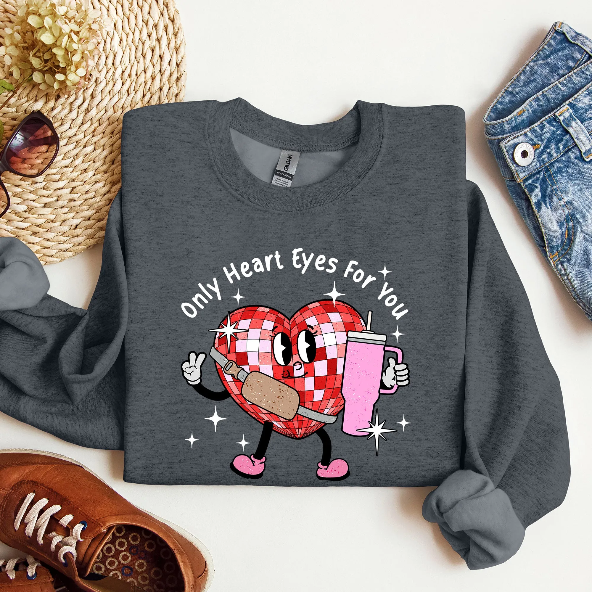 Only Heart Eyes For You, Disco Heart, Bougie, Boojee, Sweatshirt, Valentine's Day sold by Refinery Number One product image thumbnail 5