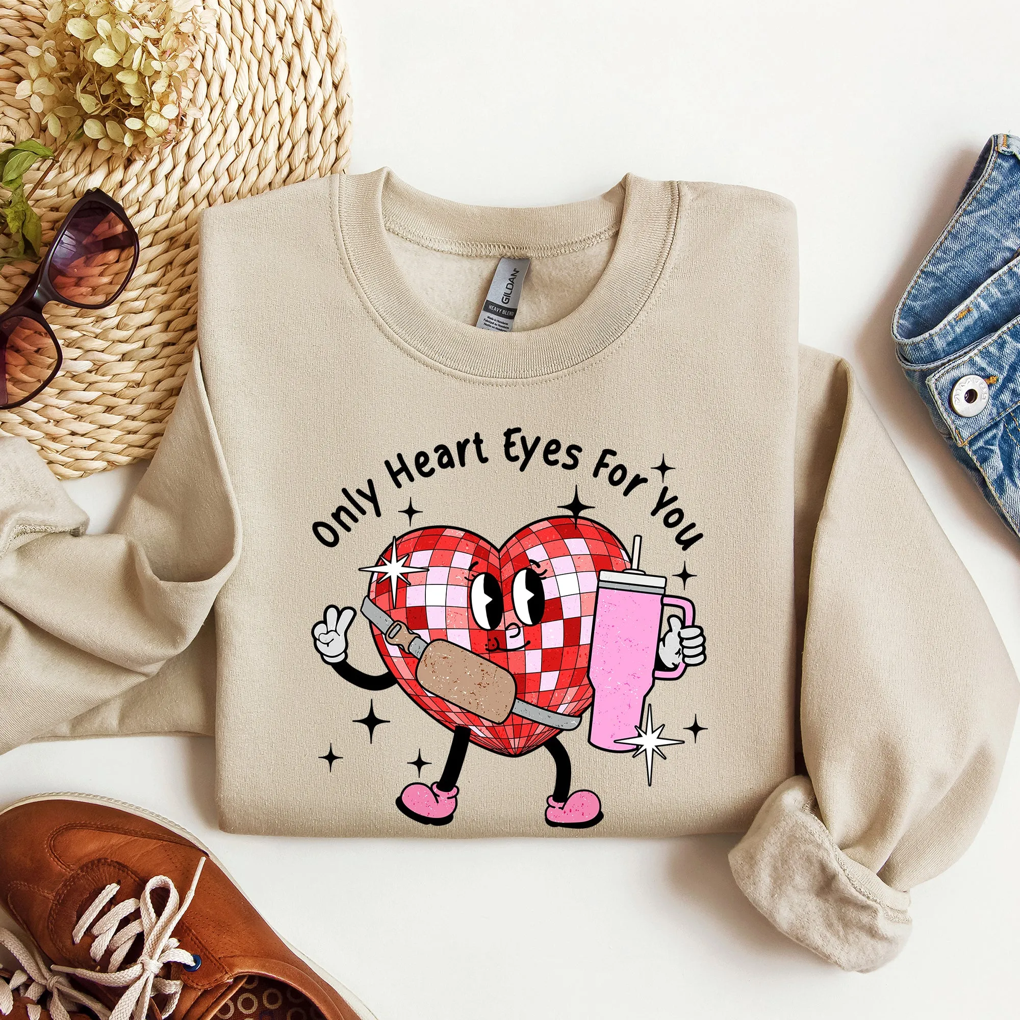 Only Heart Eyes For You, Disco Heart, Bougie, Boojee, Sweatshirt, Valentine's Day sold by Refinery Number One