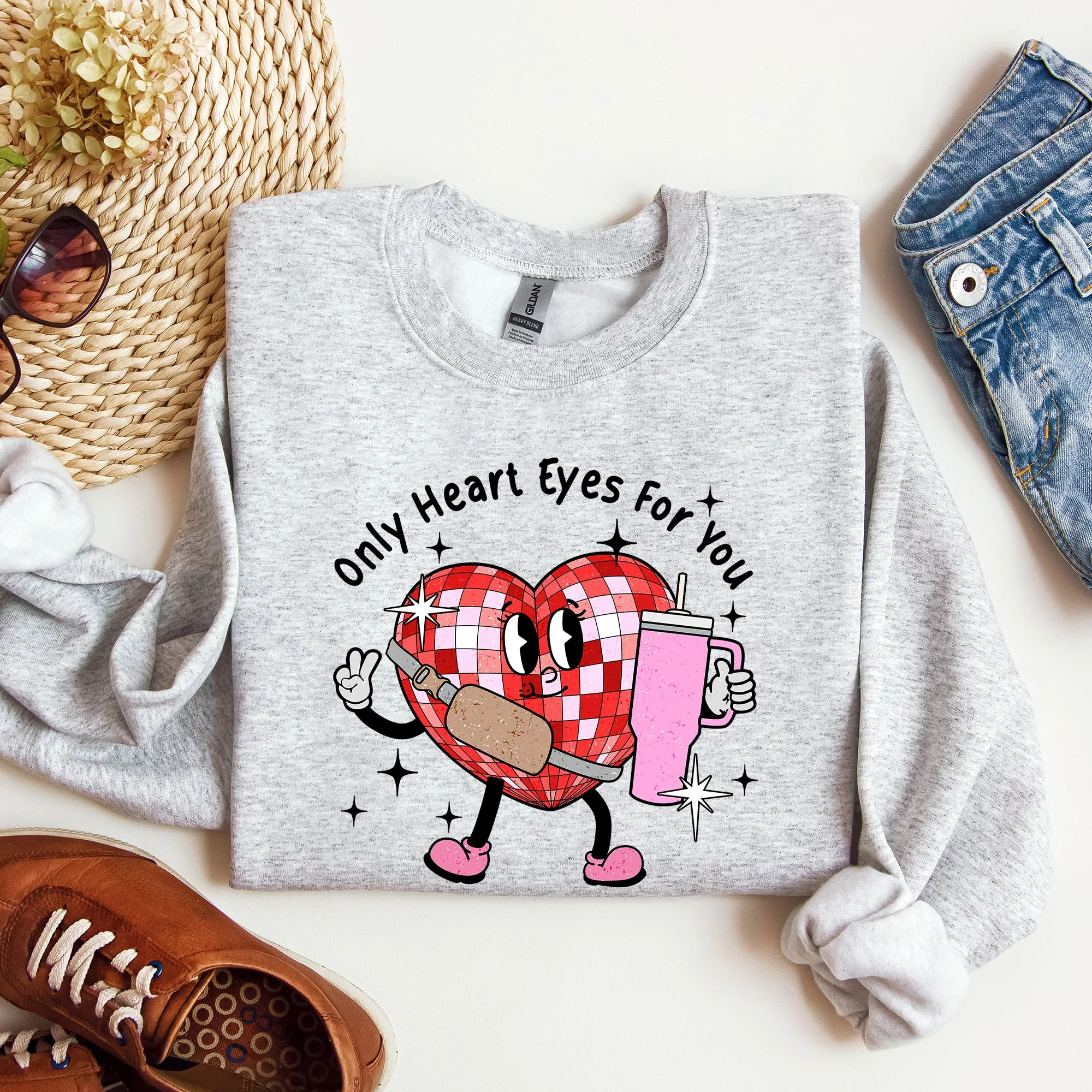 Only Heart Eyes For You, Disco Heart, Bougie, Boojee, Sweatshirt, Valentine's Day sold by Refinery Number One product image thumbnail 2