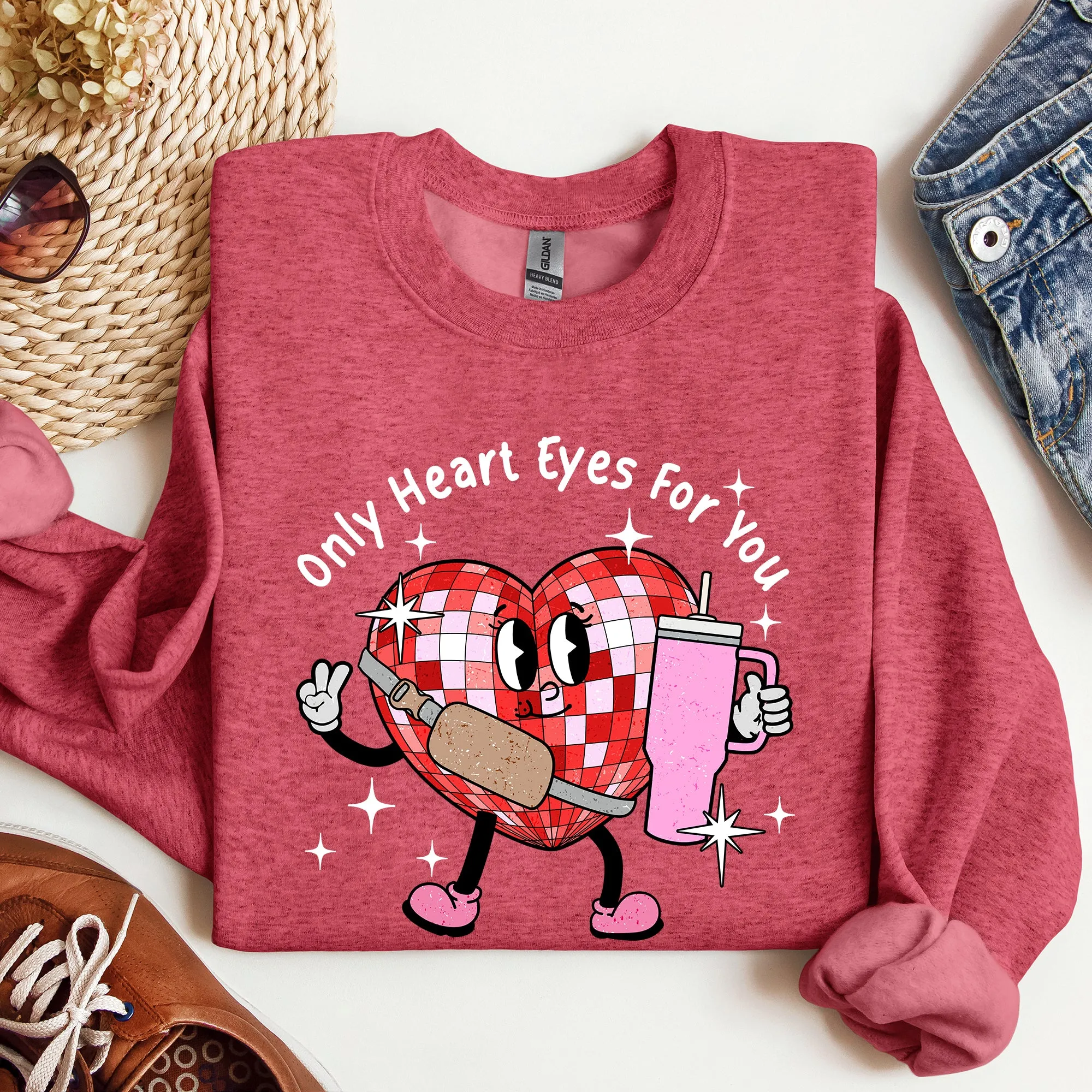 Only Heart Eyes For You, Disco Heart, Bougie, Boojee, Sweatshirt, Valentine's Day sold by Refinery Number One product image thumbnail 3