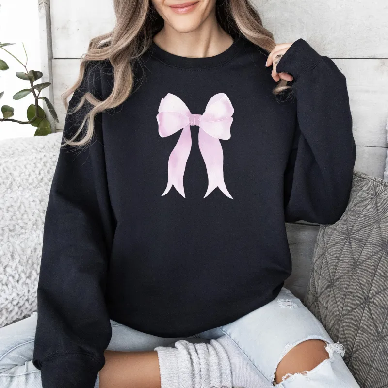 Pink Ribbon, Coquette, Cute, Adorable, Bow, Sweatshirt, Valentine's Day sold by Refinery Number One