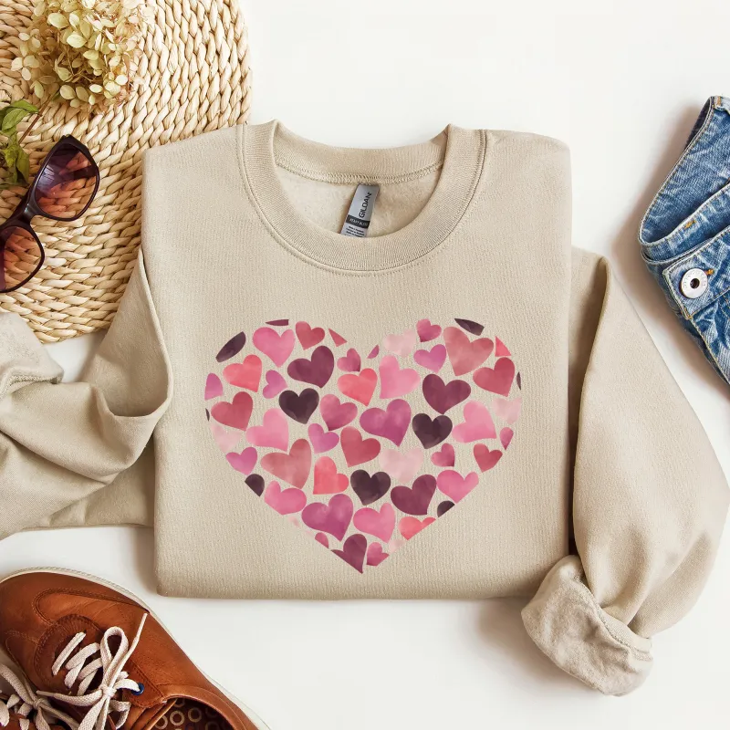 Watercolor Hearts, Sweatshirt, Valentine's Day sold by Refinery Number One
