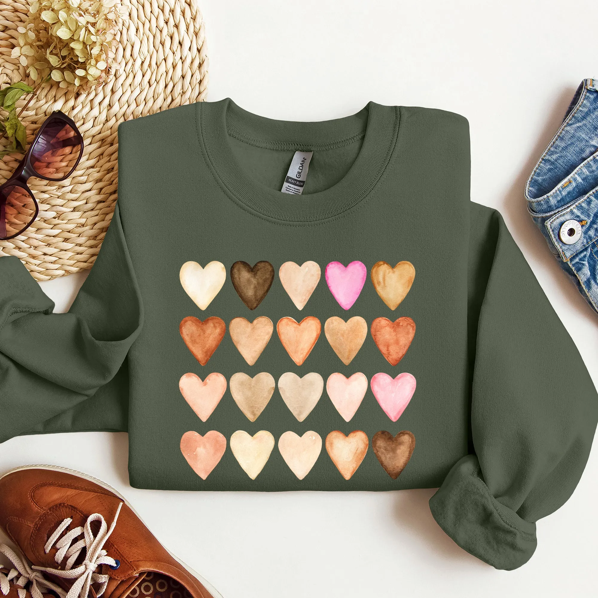 Skin Tone Hearts, Multicultural, Sweatshirt, Valentine's Day sold by Refinery Number One product image thumbnail 2