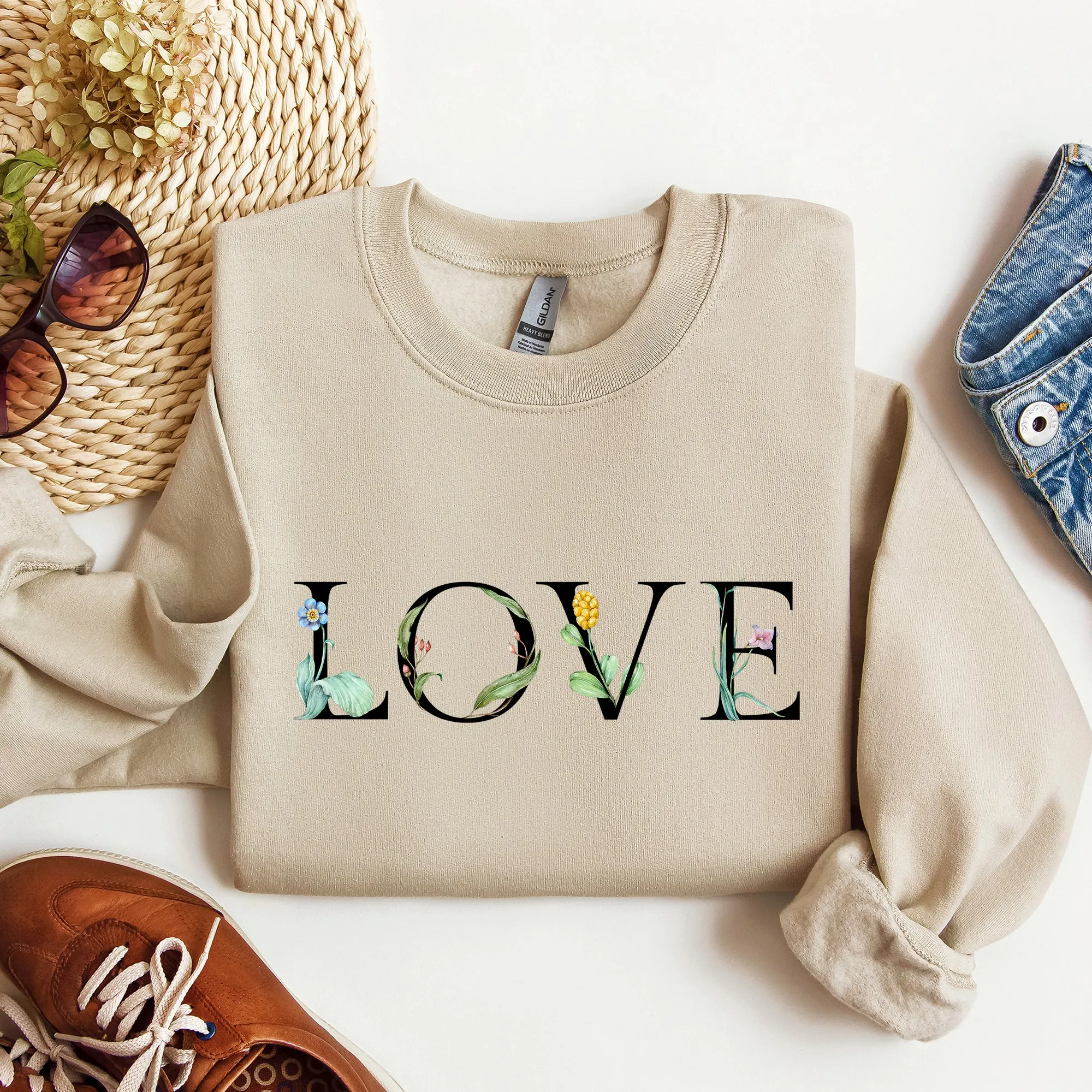 Love Flowers, Sweatshirt, Valentine's Day sold by Refinery Number One