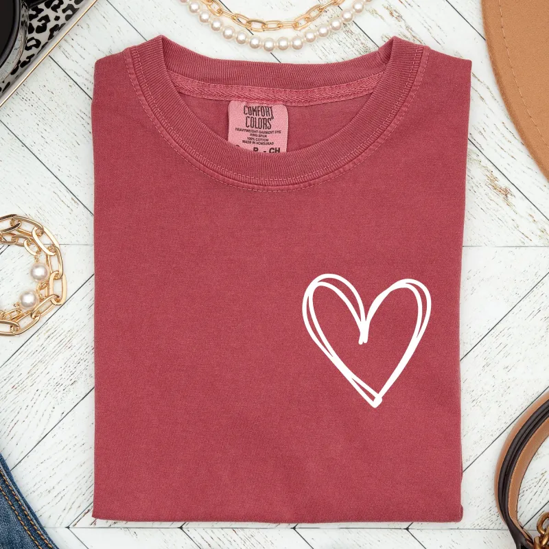 Double Heart Pocket Print, Comfort Colors Tshirt, Valentine's Day sold by Refinery Number One