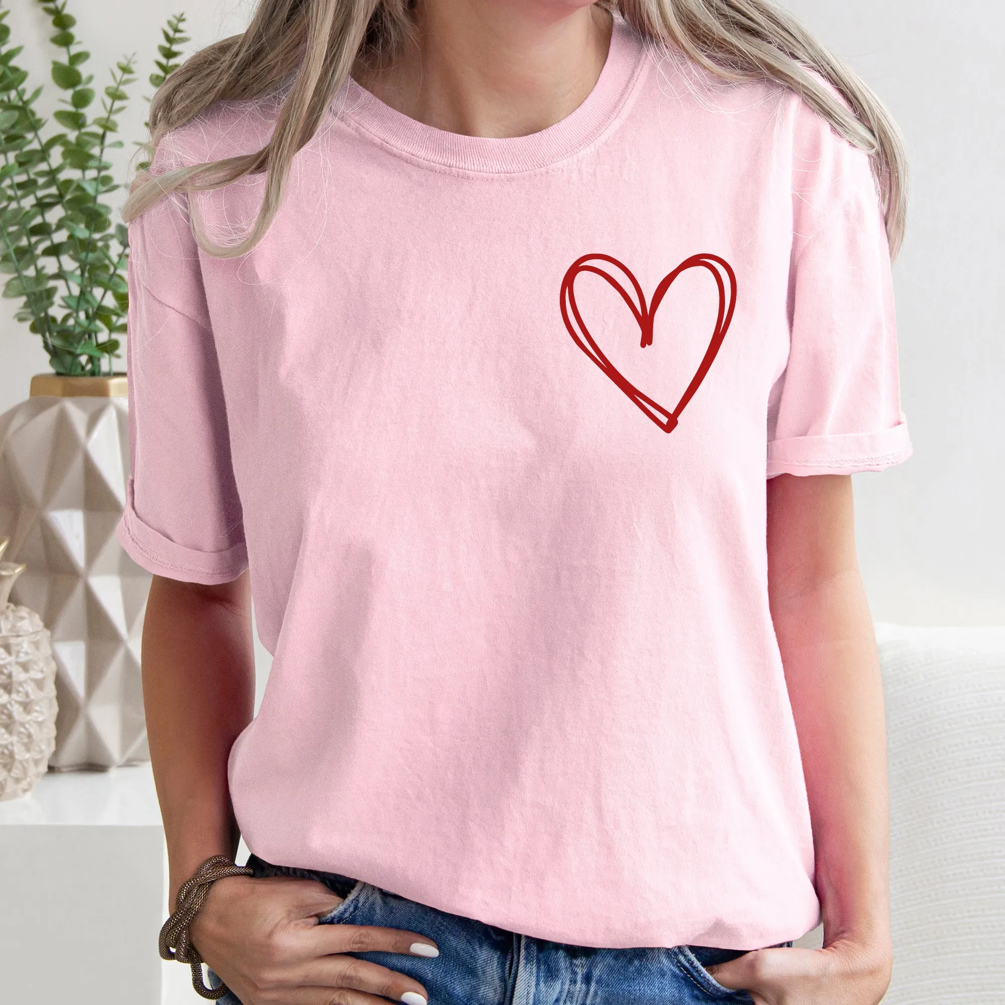 Double Heart Pocket Print, Comfort Colors Tshirt, Valentine's Day sold by Refinery Number One product image thumbnail 2