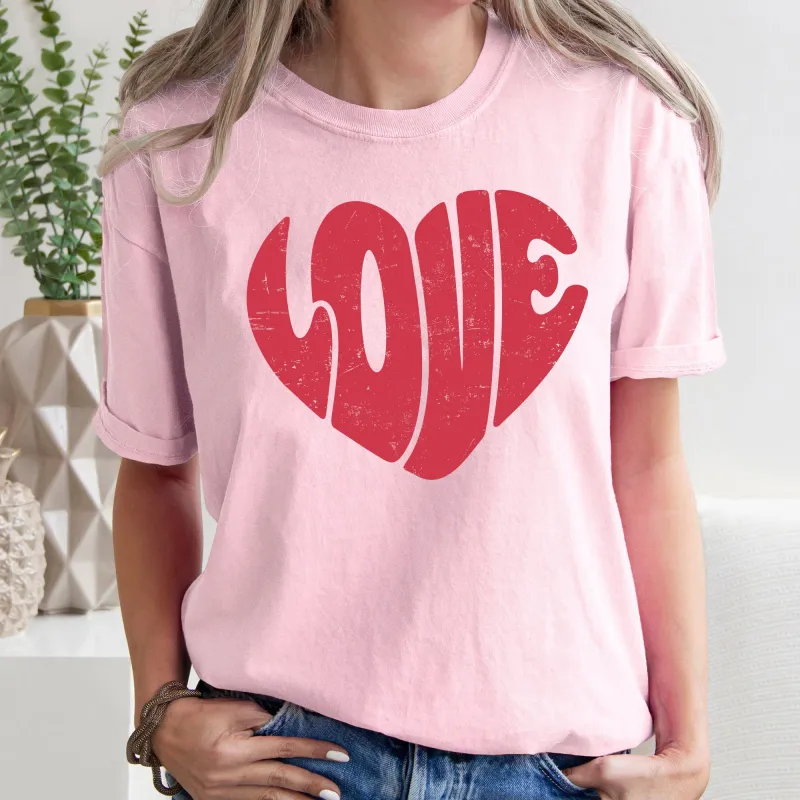 Retro Love Heart, Vintage, Comfort Colors Tshirt, Valentine's Day sold by Refinery Number One