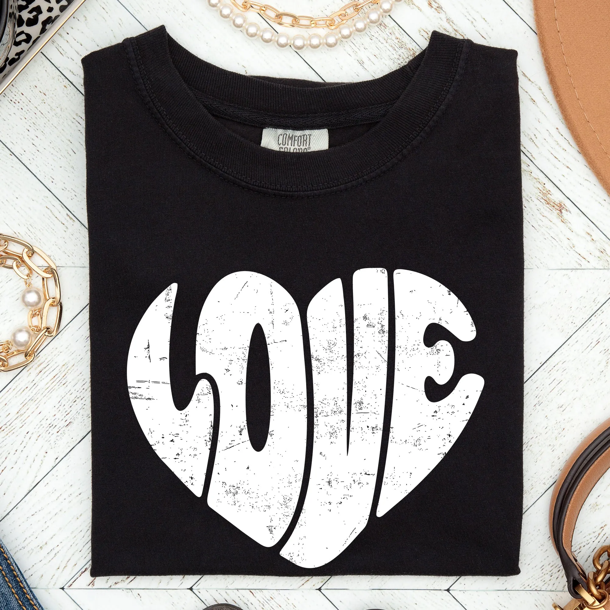 Retro Love Heart, Vintage, Comfort Colors Tshirt, Valentine's Day sold by Refinery Number One product image thumbnail 5