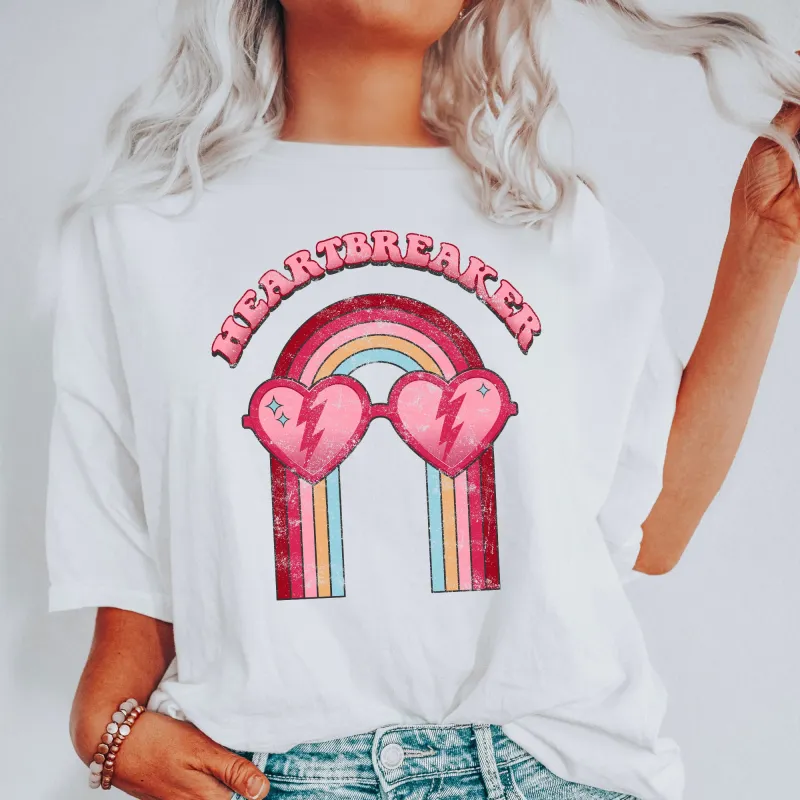 Heart Breaker, Love, Sunglasses, Retro, Comfort Colors Tshirt, Valentine's Day sold by Refinery Number One
