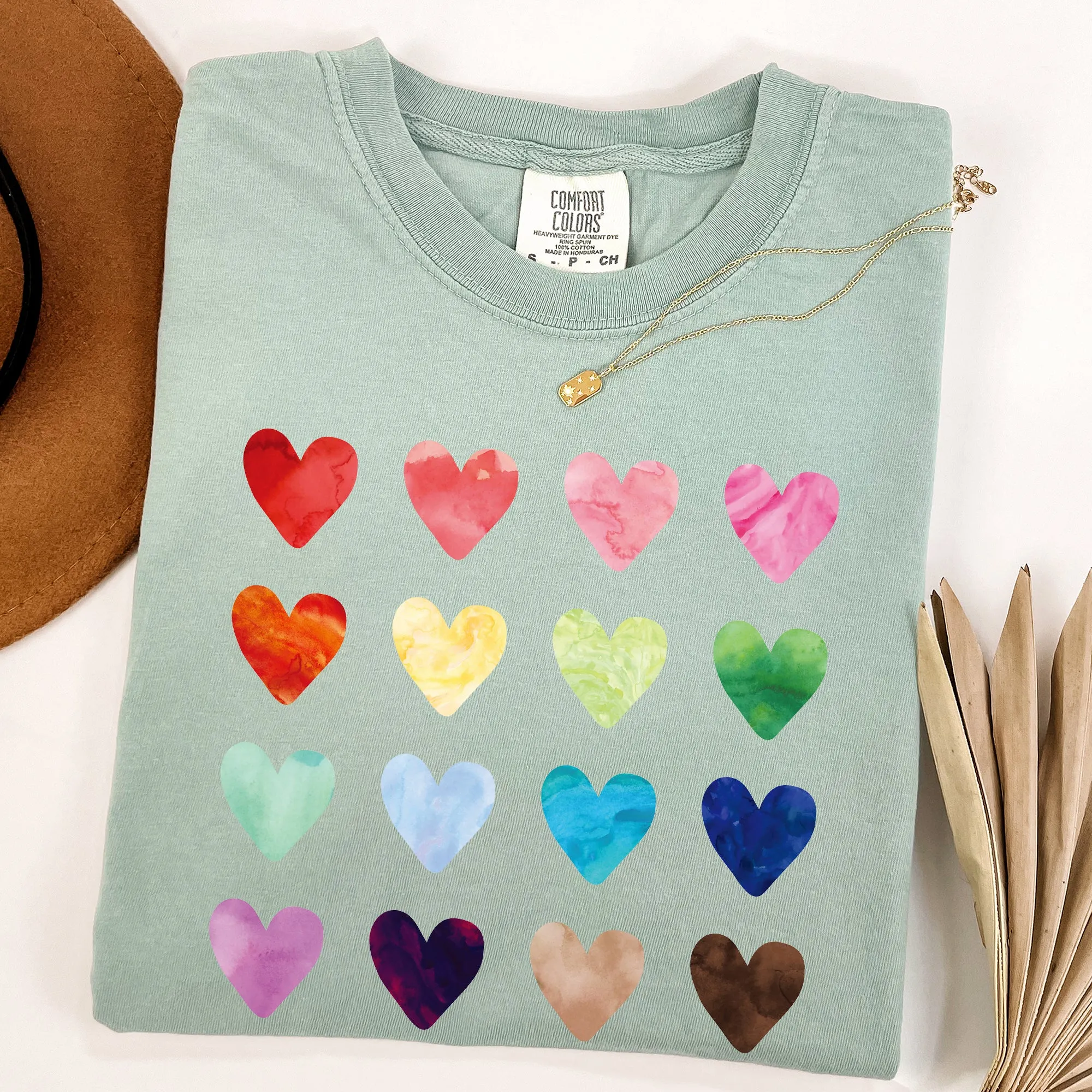 Colorful Hearts, Rainbow, Love, Comfort Colors Tshirt, Valentine's Day sold by Refinery Number One product image thumbnail 2