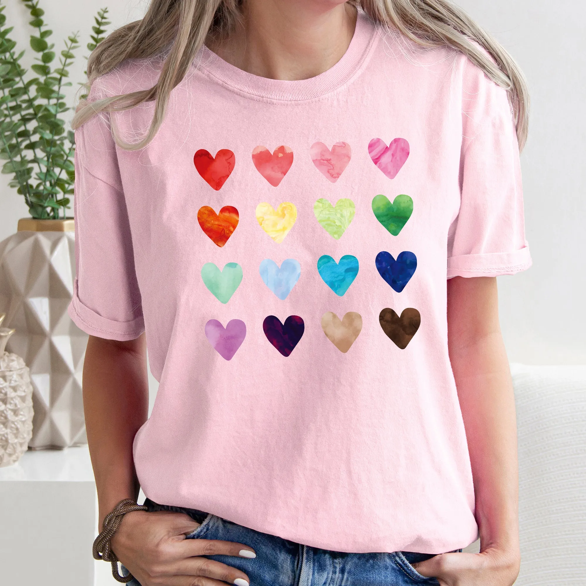 Colorful Hearts, Rainbow, Love, Comfort Colors Tshirt, Valentine's Day sold by Refinery Number One product image thumbnail 4