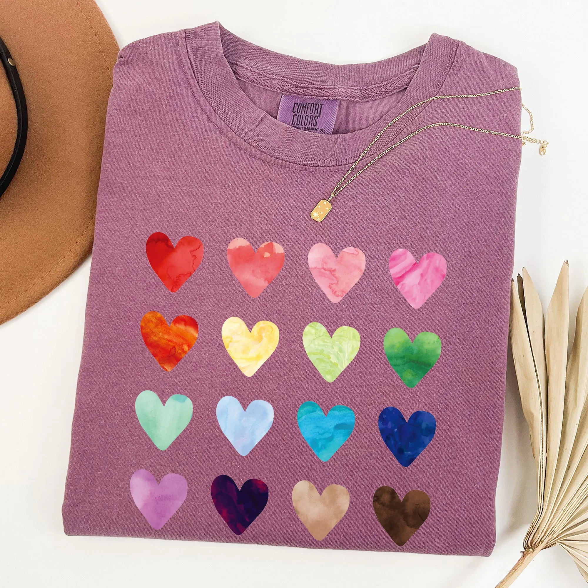 Colorful Hearts, Rainbow, Love, Comfort Colors Tshirt, Valentine's Day sold by Refinery Number One product image thumbnail 3