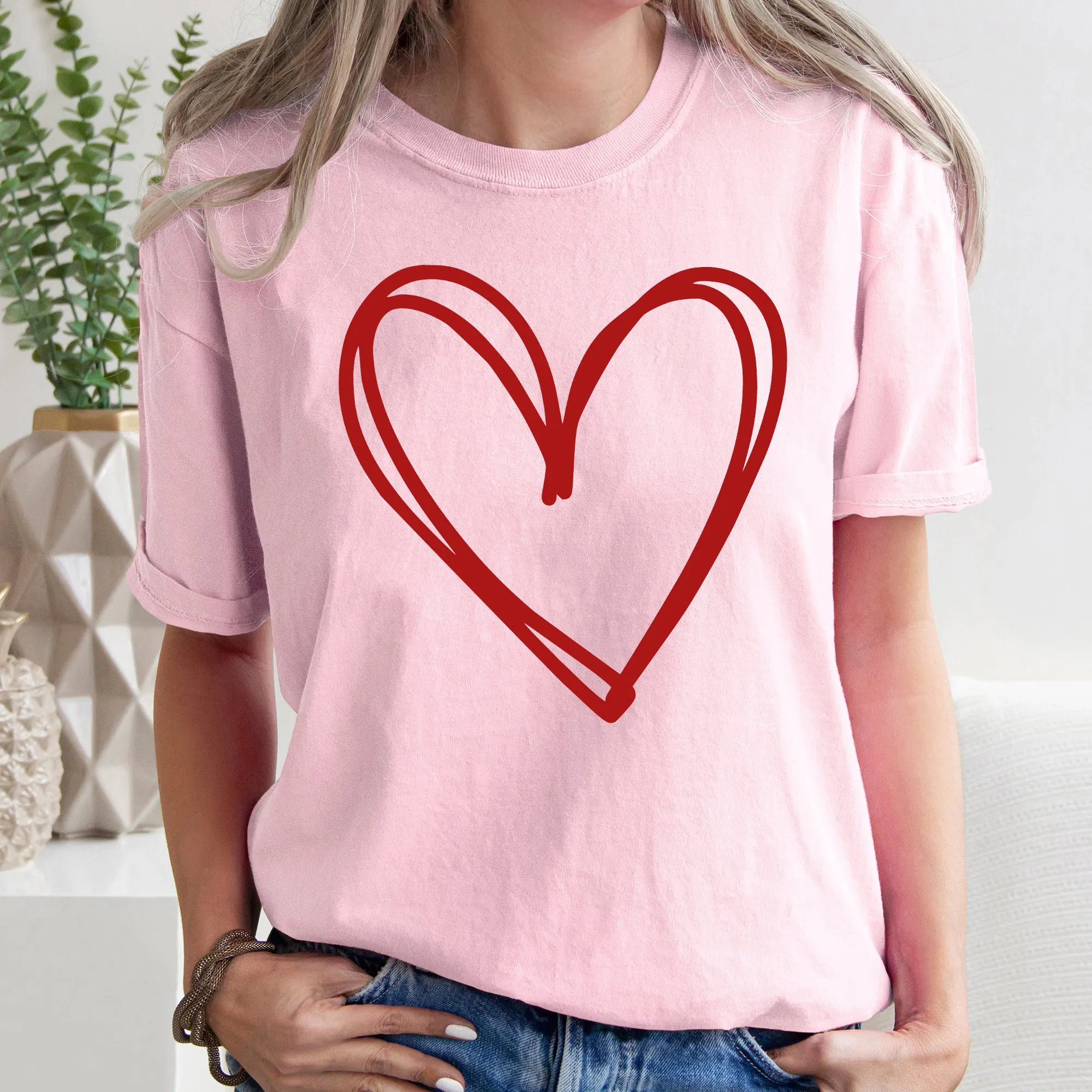 Double Heart, Sketch, Doodle, Love, Comfort Colors Tshirt, Valentine's Day sold by Refinery Number One product image thumbnail 5