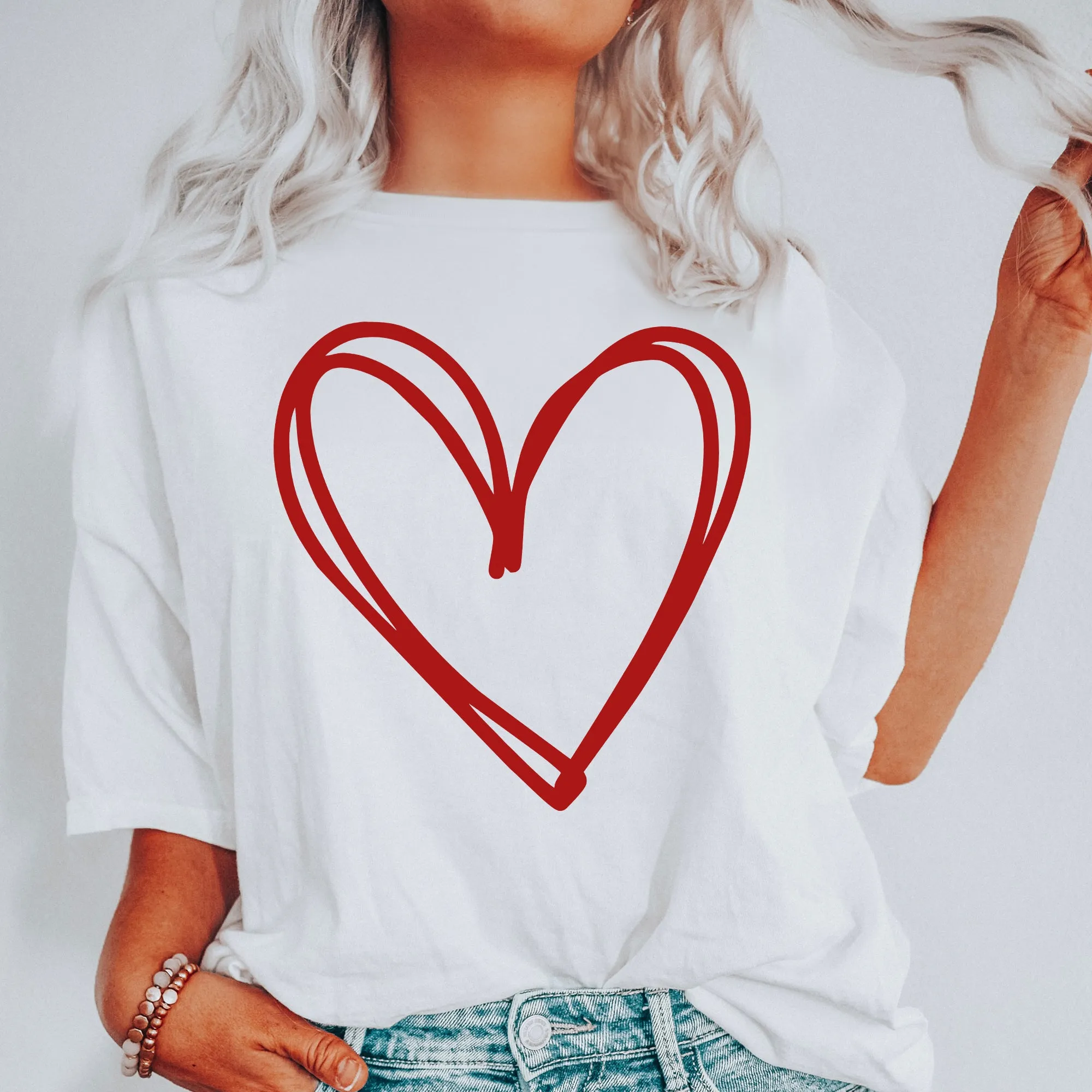 Double Heart, Sketch, Doodle, Love, Comfort Colors Tshirt, Valentine's Day sold by Refinery Number One