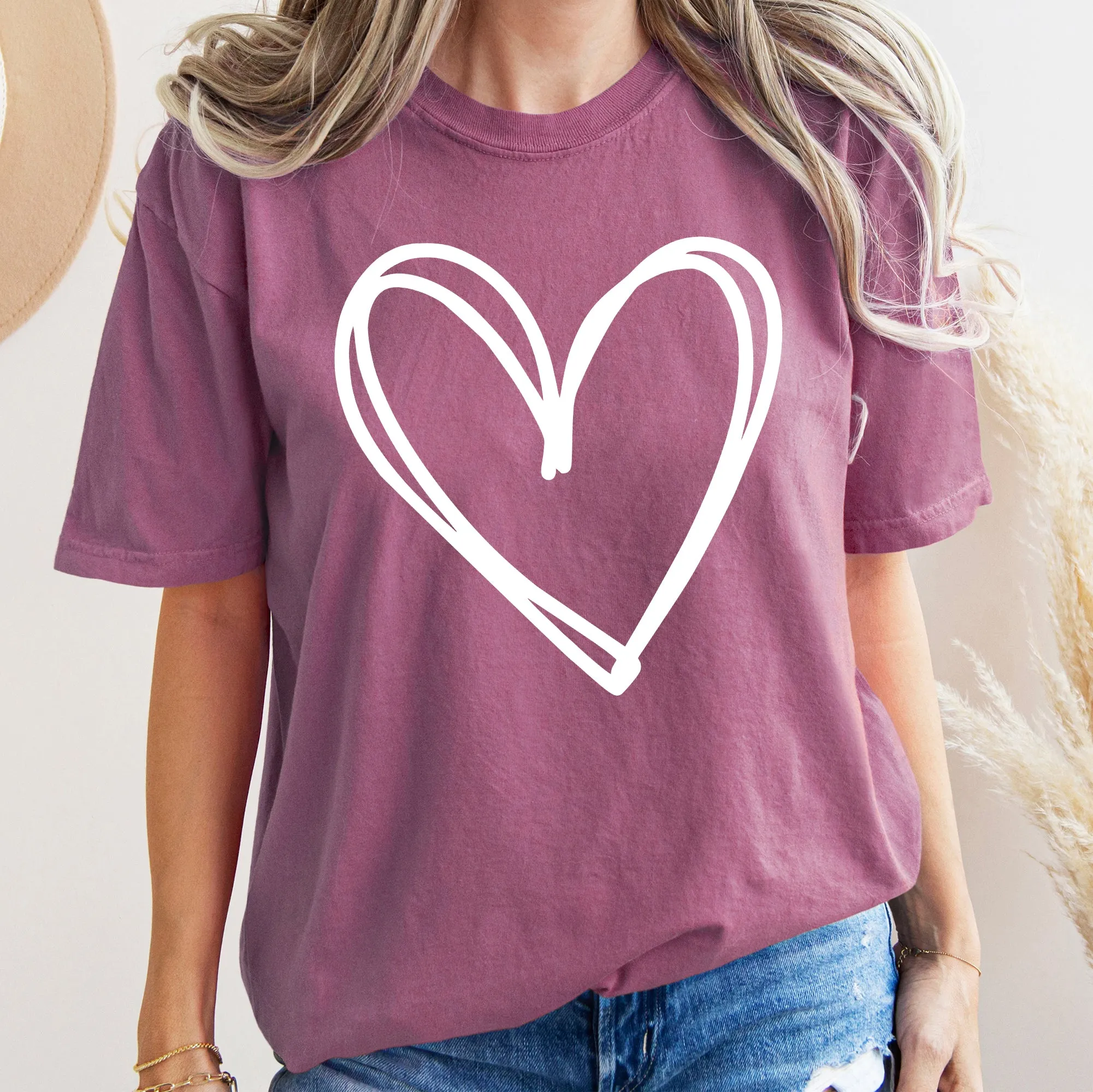 Double Heart, Sketch, Doodle, Love, Comfort Colors Tshirt, Valentine's Day sold by Refinery Number One product image thumbnail 3