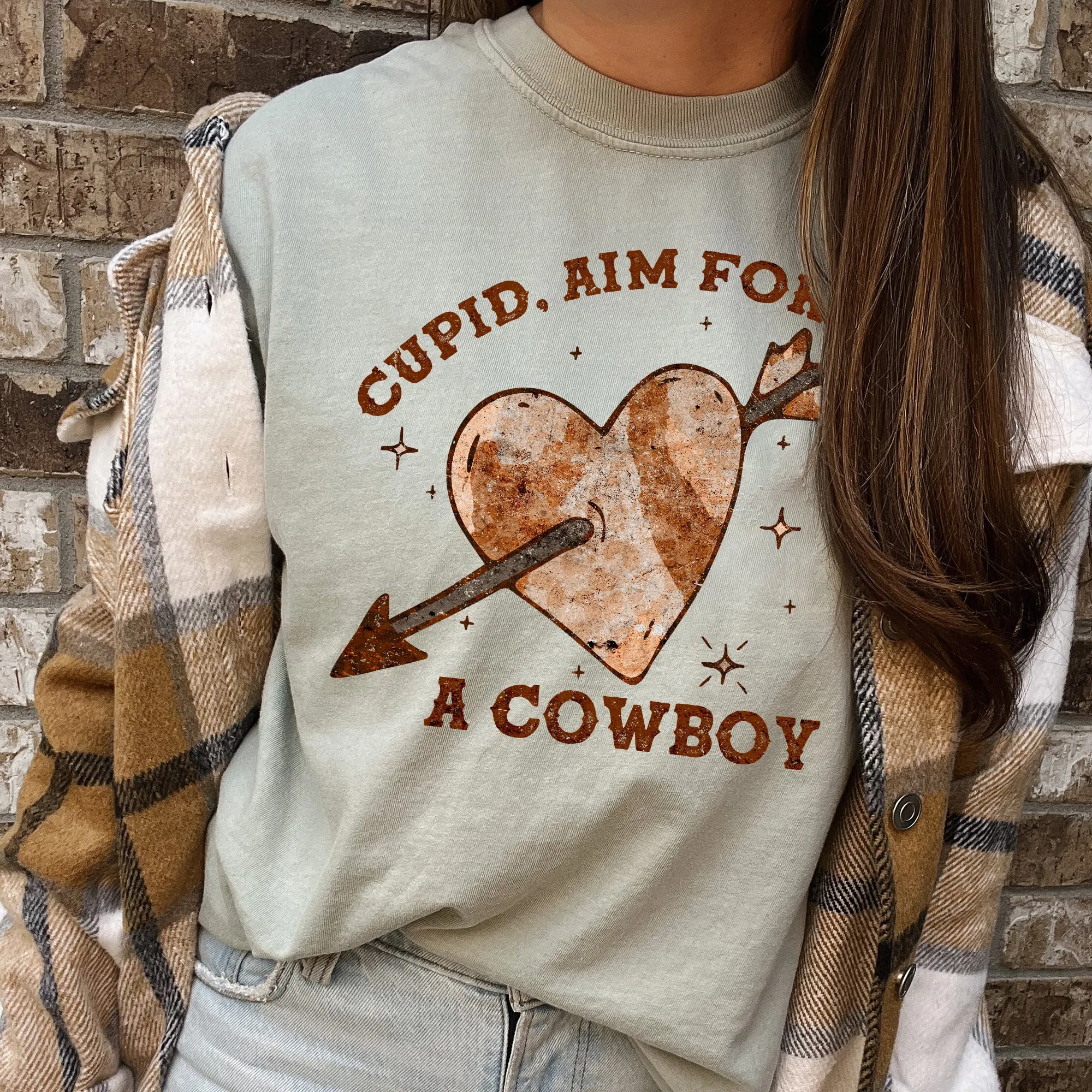 Cupid Aim For A Cowboy, Heart, Western, Country, Comfort Colors Tshirt, Valentine's Day sold by Refinery Number One product image thumbnail 3