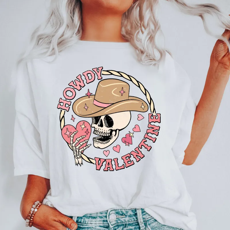 Howdy Valentine, Skeleton Cowboy, Western, Country, Comfort Colors Tshirt, Valentine's Day sold by Refinery Number One