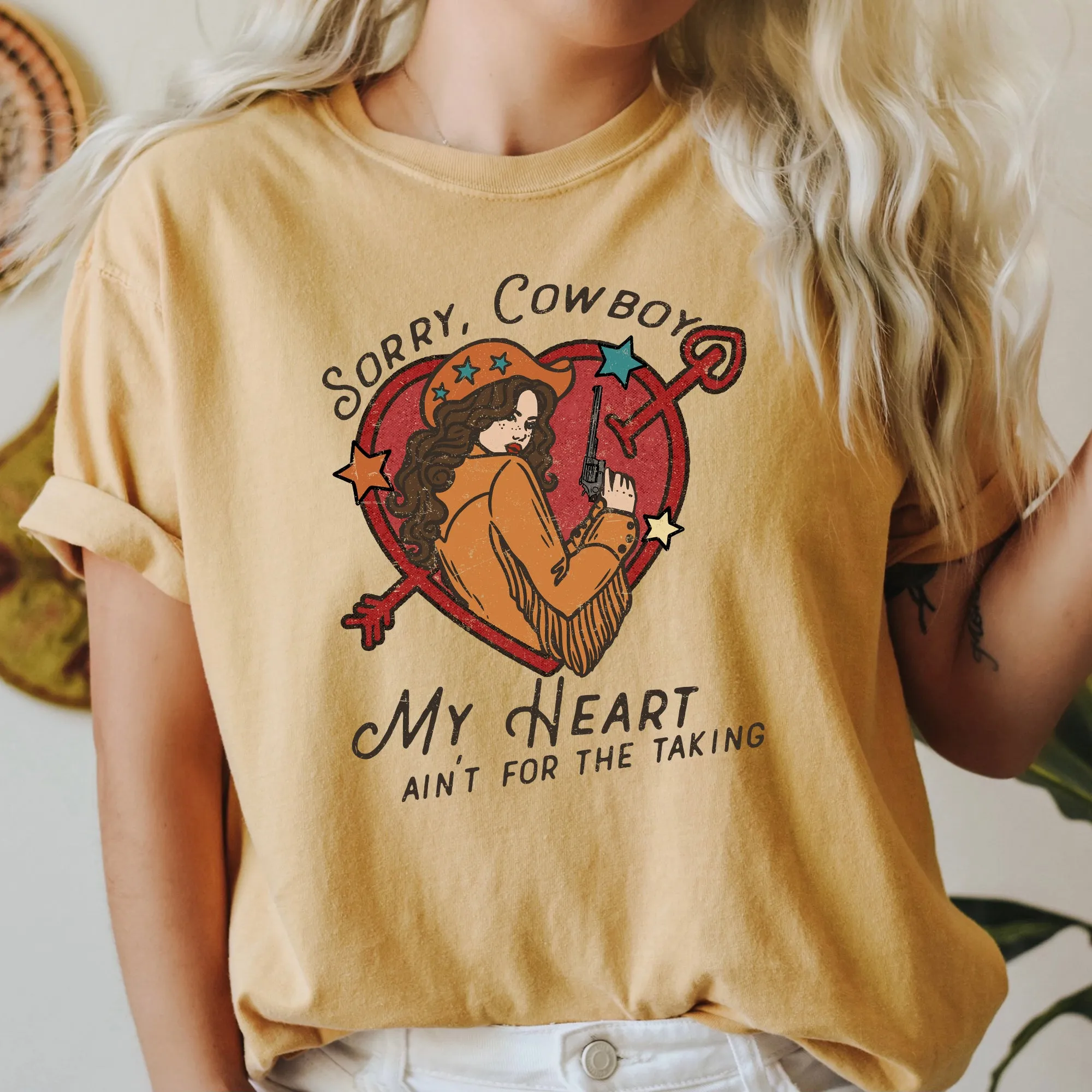 Sorry Cowboy My Heart Ain't For The Taking, Western, Country, Comfort Colors Tshirt, Valentine's Day sold by Refinery Number One product image thumbnail 5