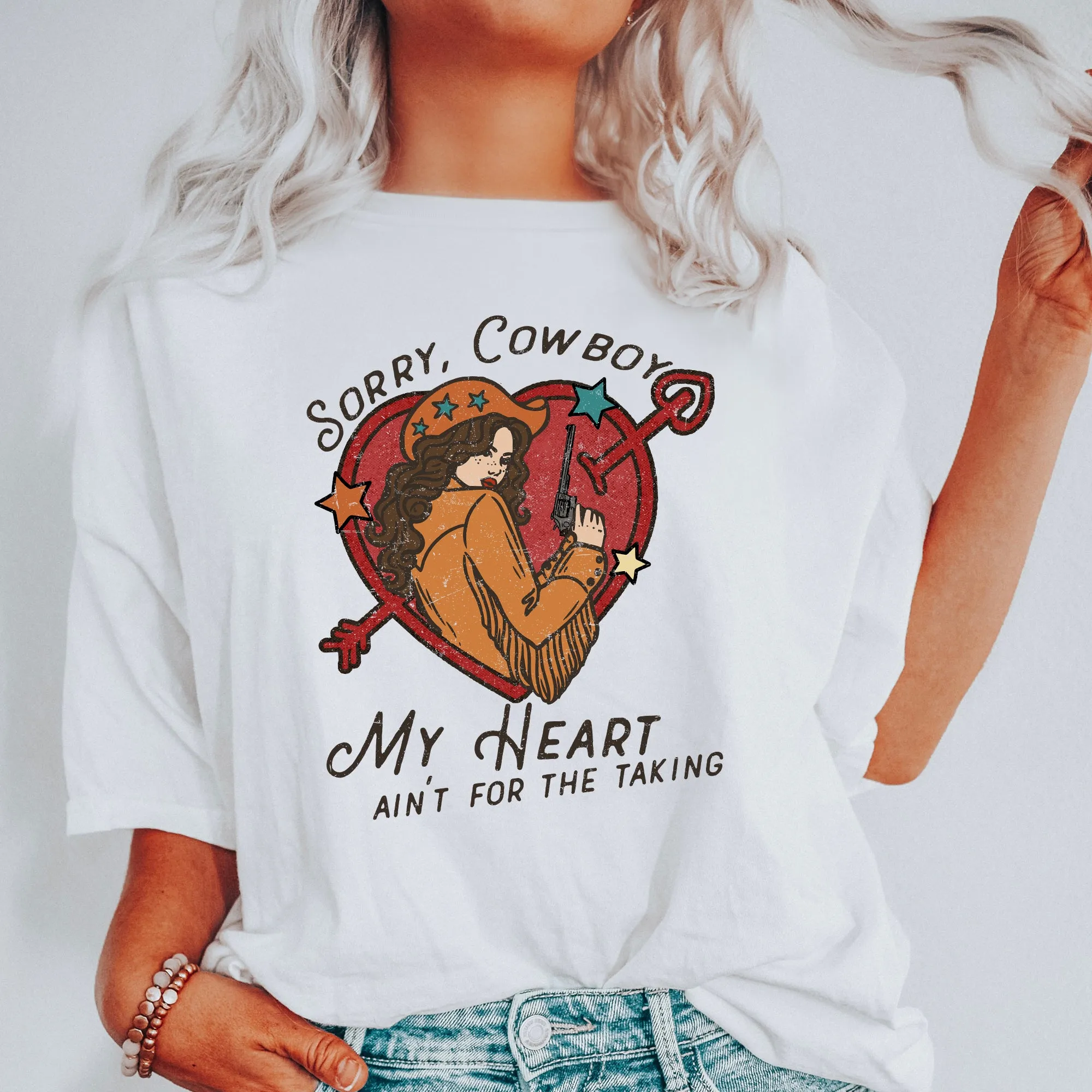 Sorry Cowboy My Heart Ain't For The Taking, Western, Country, Comfort Colors Tshirt, Valentine's Day sold by Refinery Number One product image thumbnail 2