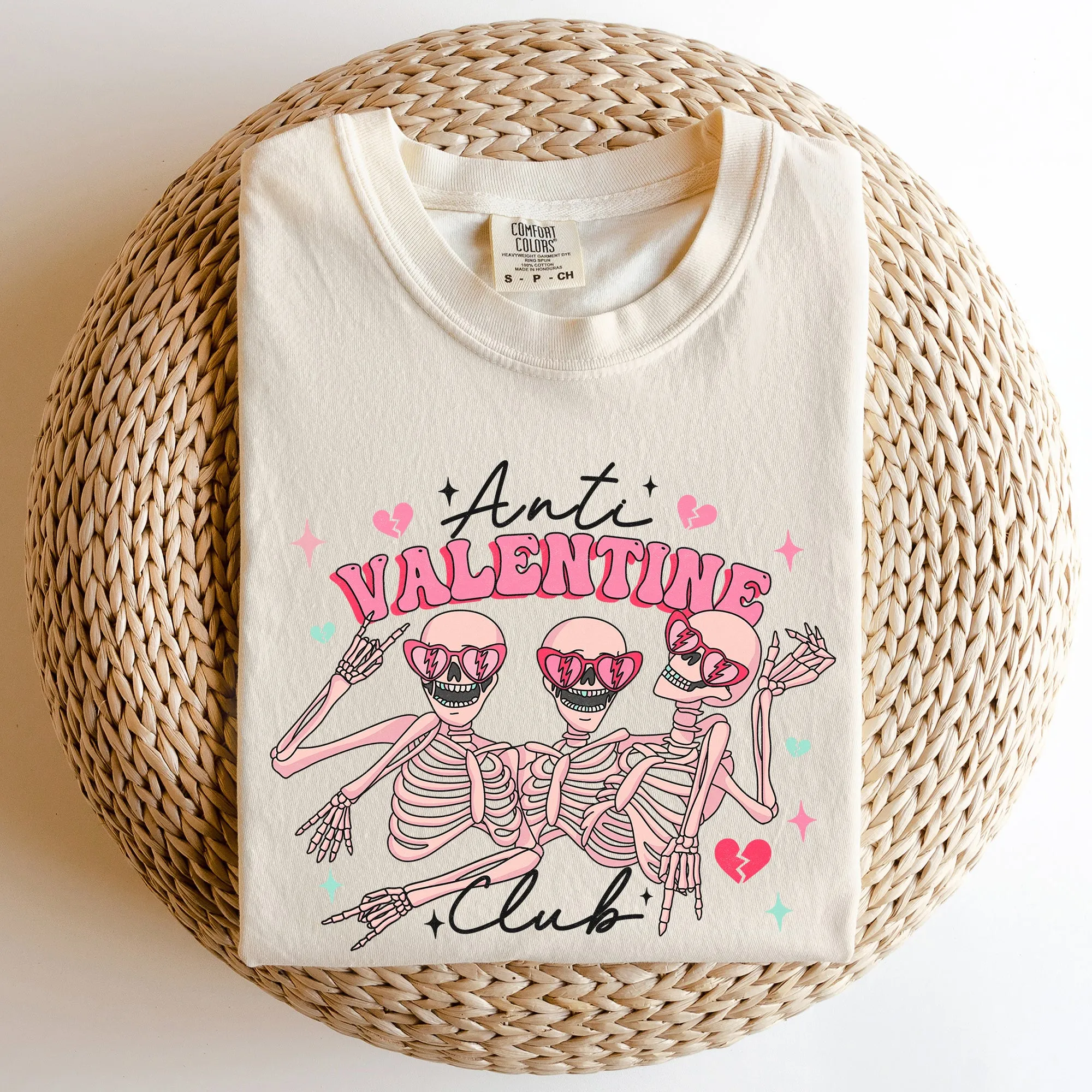 Anti Valentine's Club, Skeleton, Comfort Colors Tshirt, Valentine's Day sold by Refinery Number One