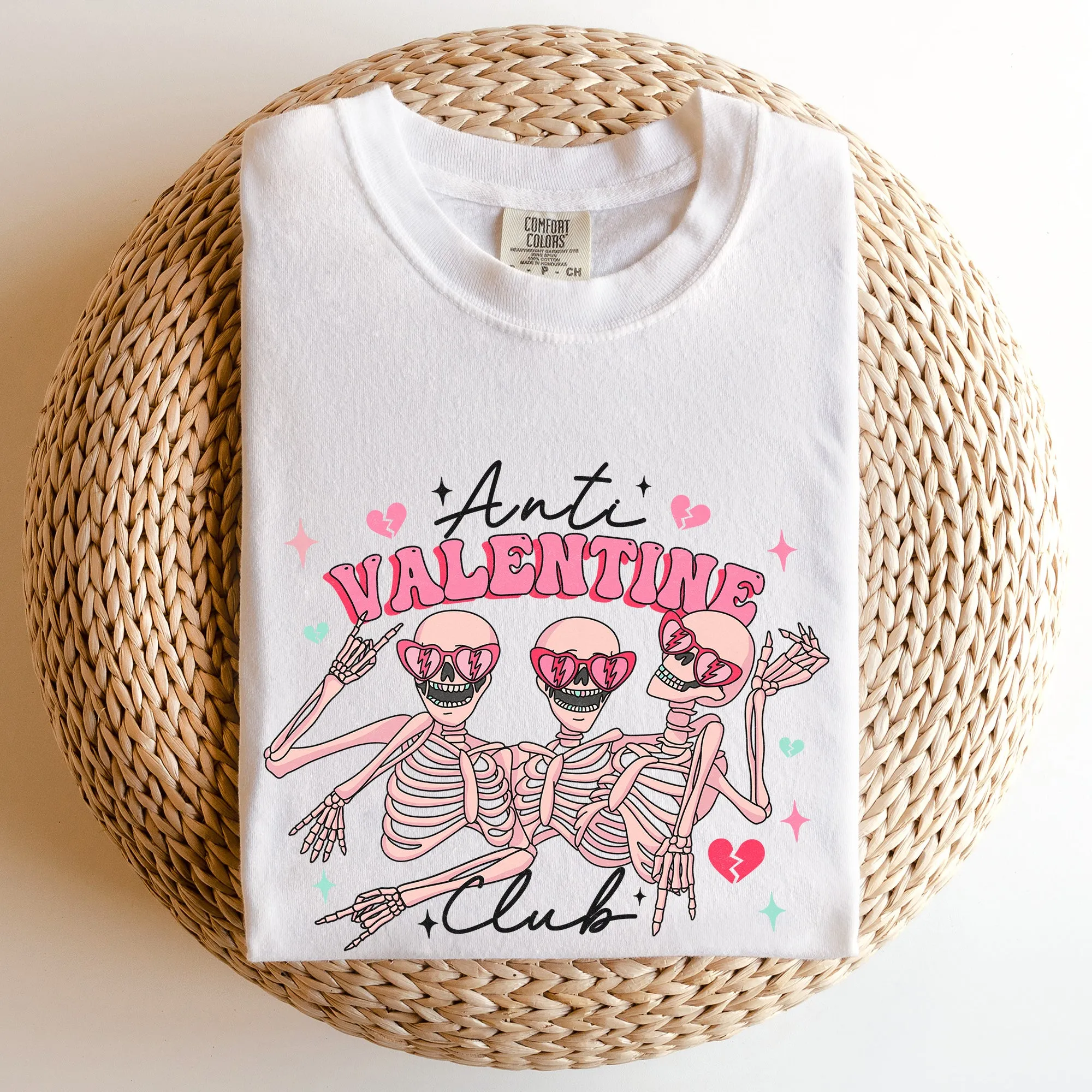 Anti Valentine's Club, Skeleton, Comfort Colors Tshirt, Valentine's Day sold by Refinery Number One product image thumbnail 2