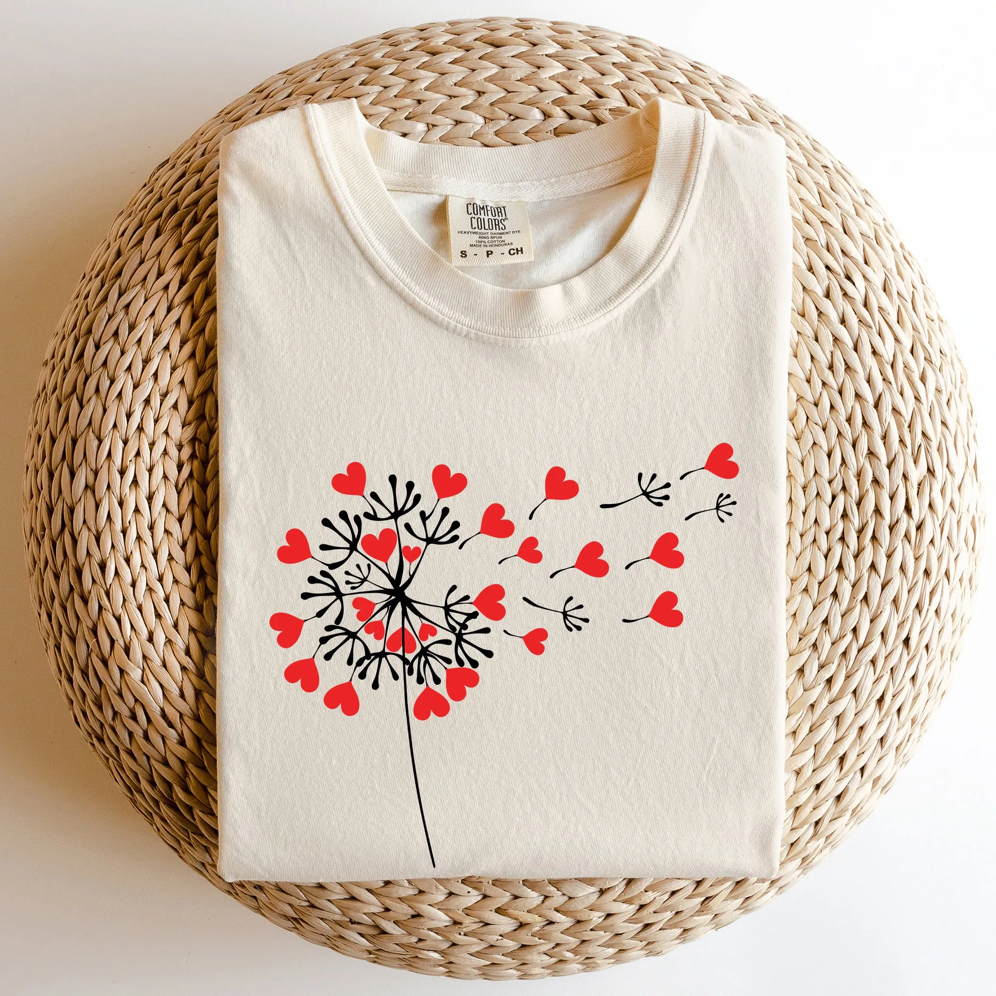 Dandelion Hearts, Flower, Comfort Colors Tshirt, Valentine's Day sold by Refinery Number One