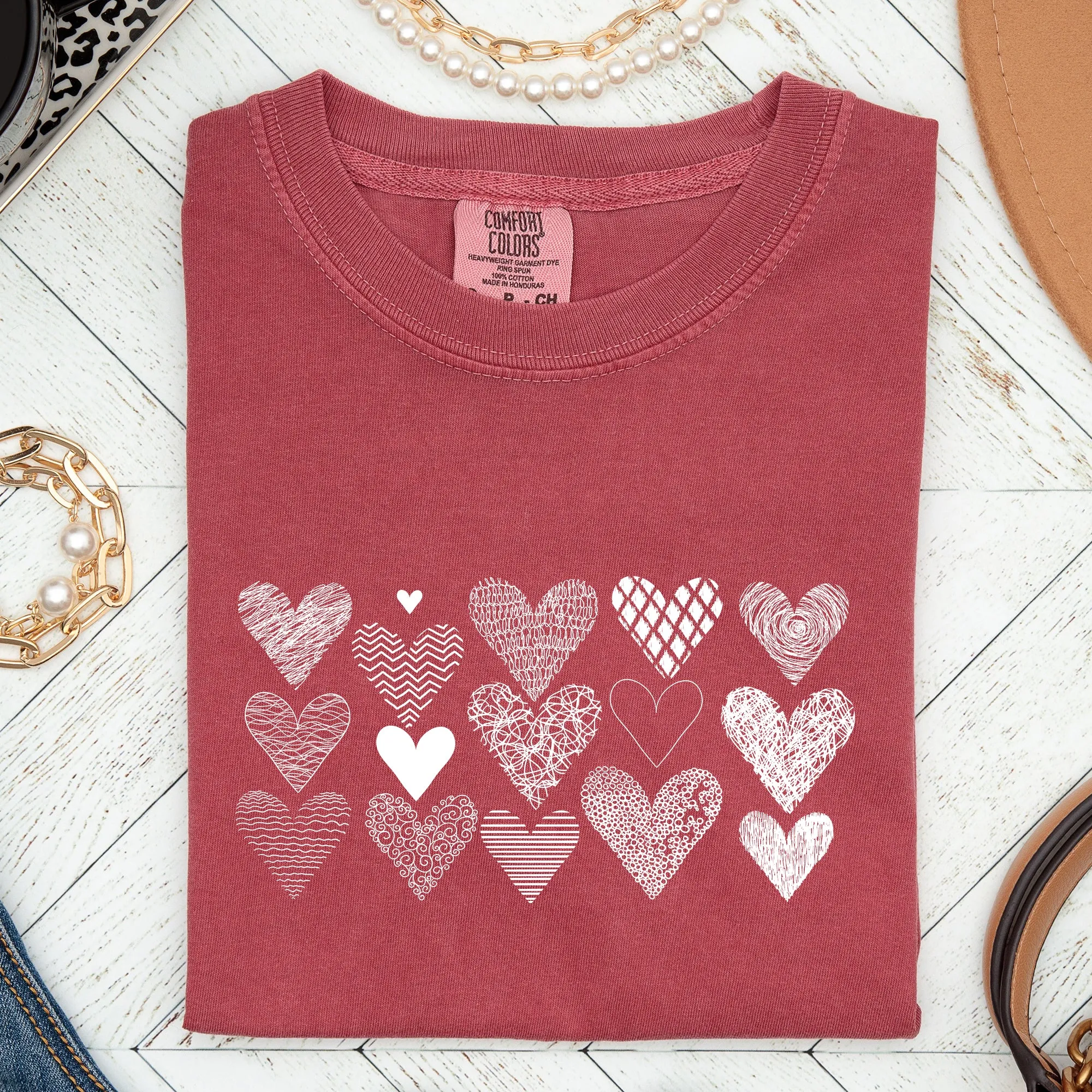 Heart Doodles, Comfort Colors Tshirt, Valentine's Day sold by Refinery Number One product image thumbnail 2