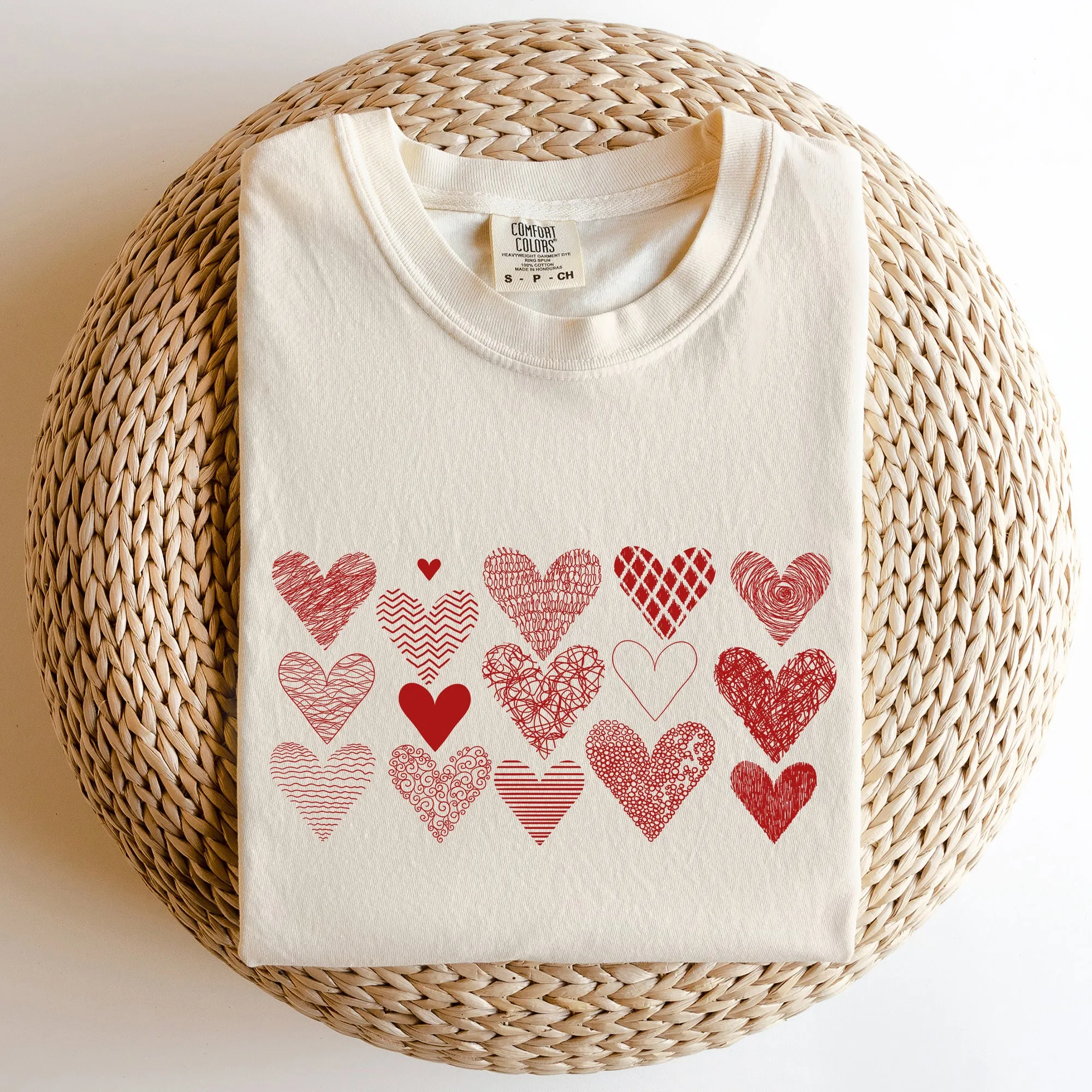Heart Doodles, Comfort Colors Tshirt, Valentine's Day sold by Refinery Number One