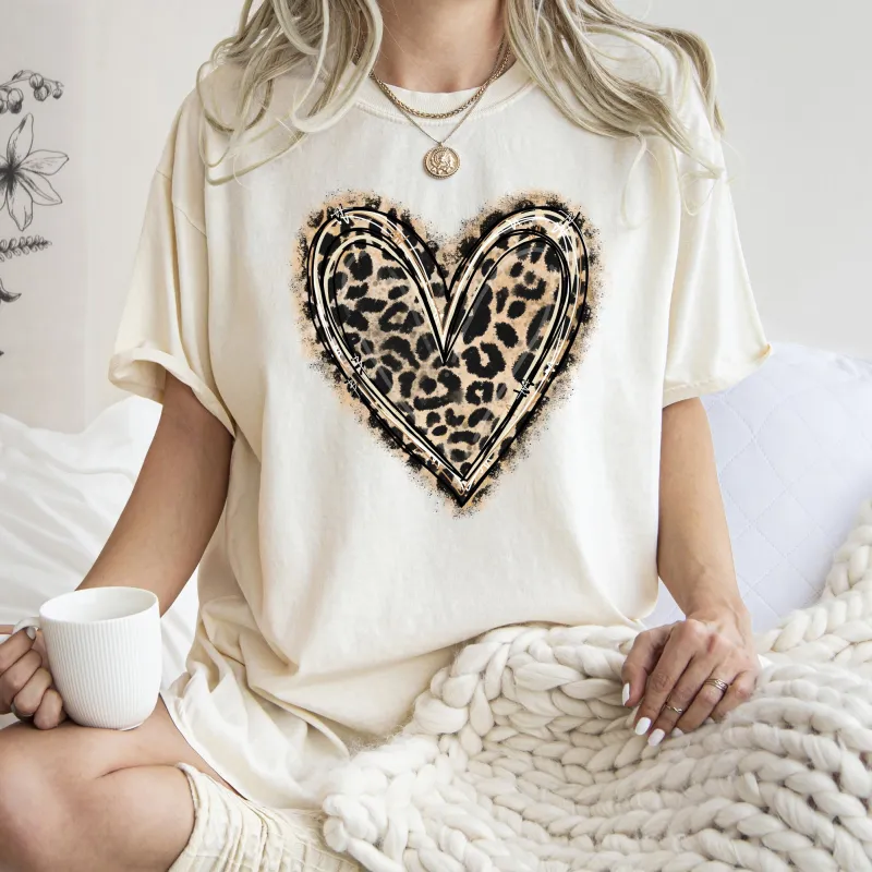 Leopard Print Heart, Comfort Colors Tshirt, Valentine's Day sold by Refinery Number One