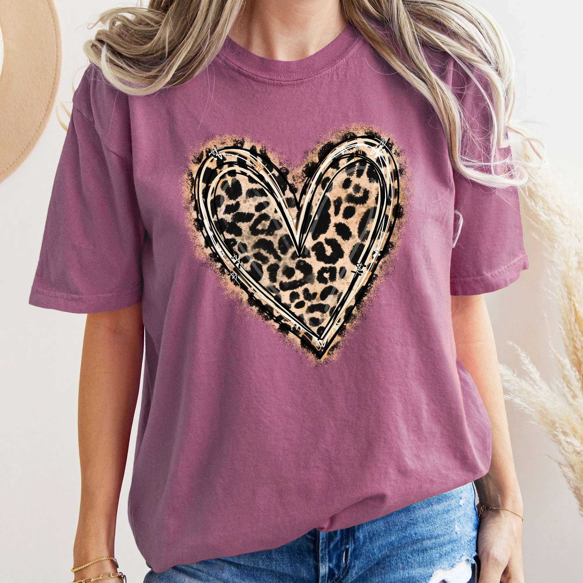 Leopard Print Heart, Comfort Colors Tshirt, Valentine's Day sold by Refinery Number One product image thumbnail 4