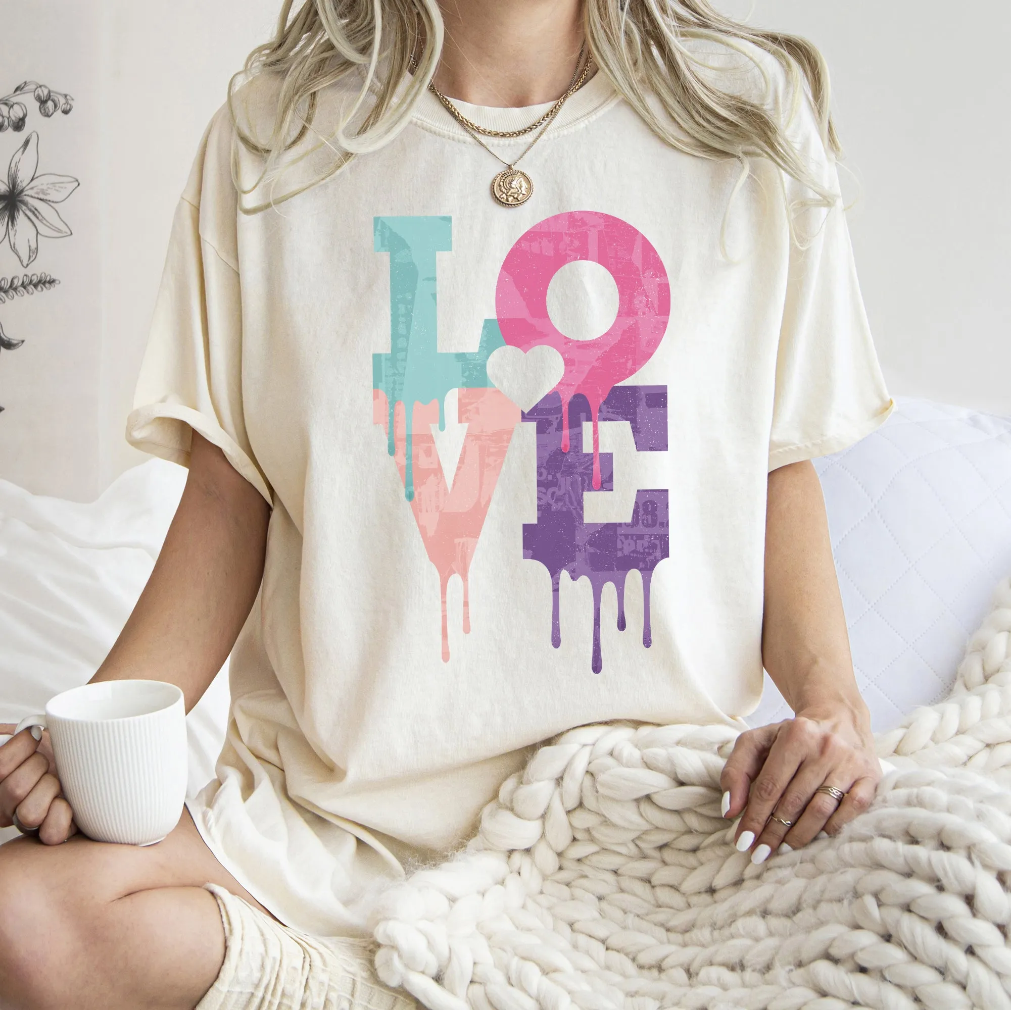 Retro Love Dripping Paint, Comfort Colors Tshirt, Valentine's Day sold by Refinery Number One