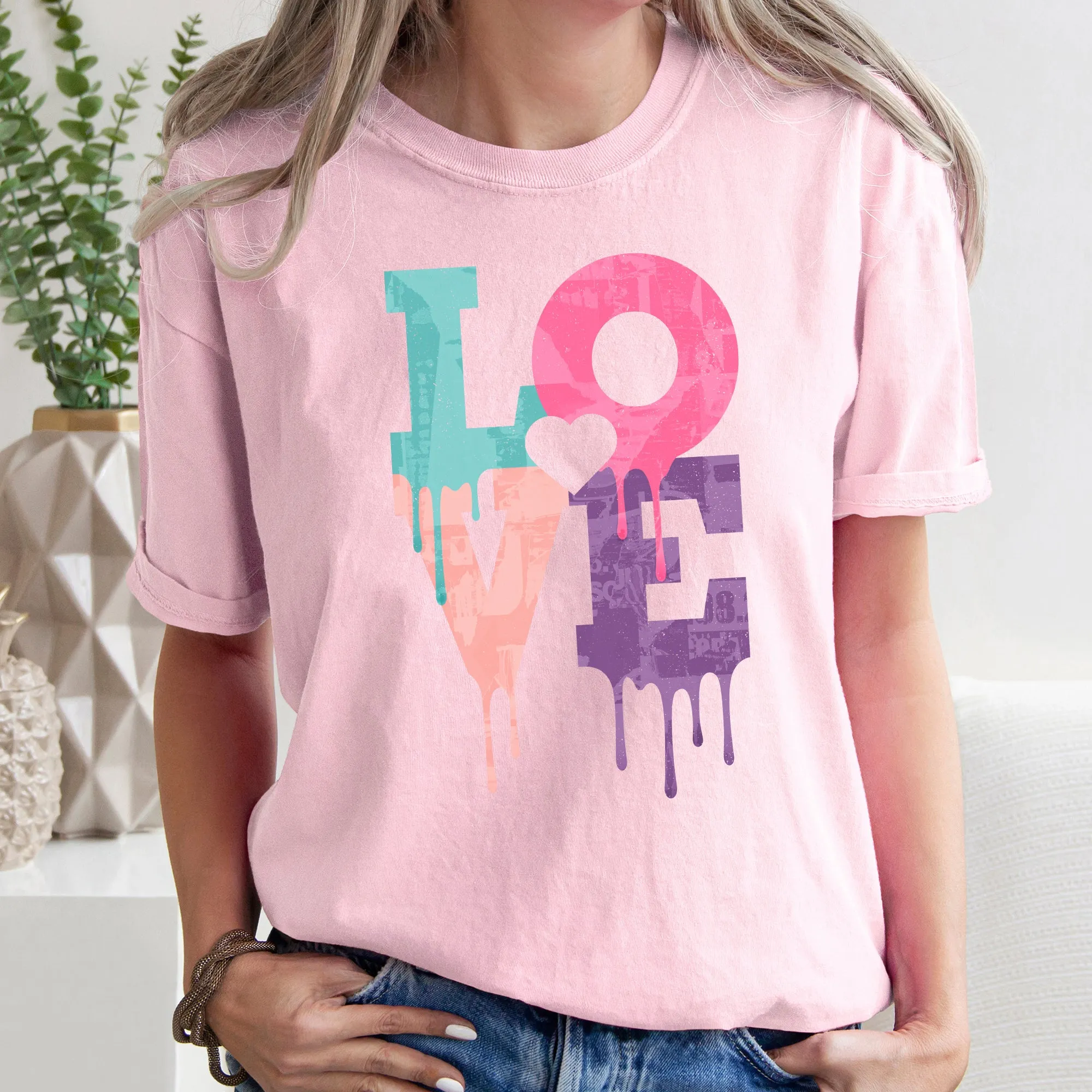 Retro Love Dripping Paint, Comfort Colors Tshirt, Valentine's Day sold by Refinery Number One product image thumbnail 5
