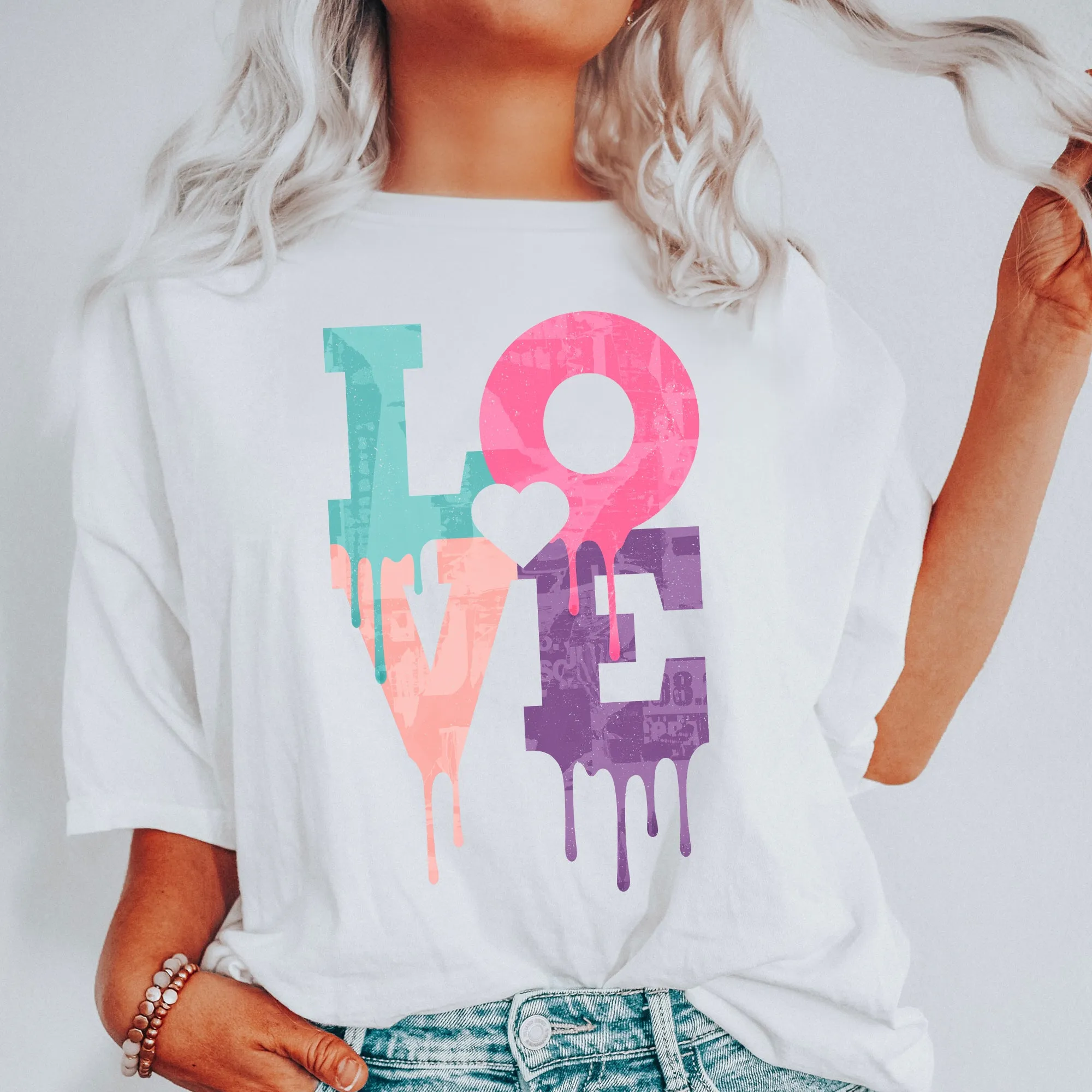 Retro Love Dripping Paint, Comfort Colors Tshirt, Valentine's Day sold by Refinery Number One product image thumbnail 2