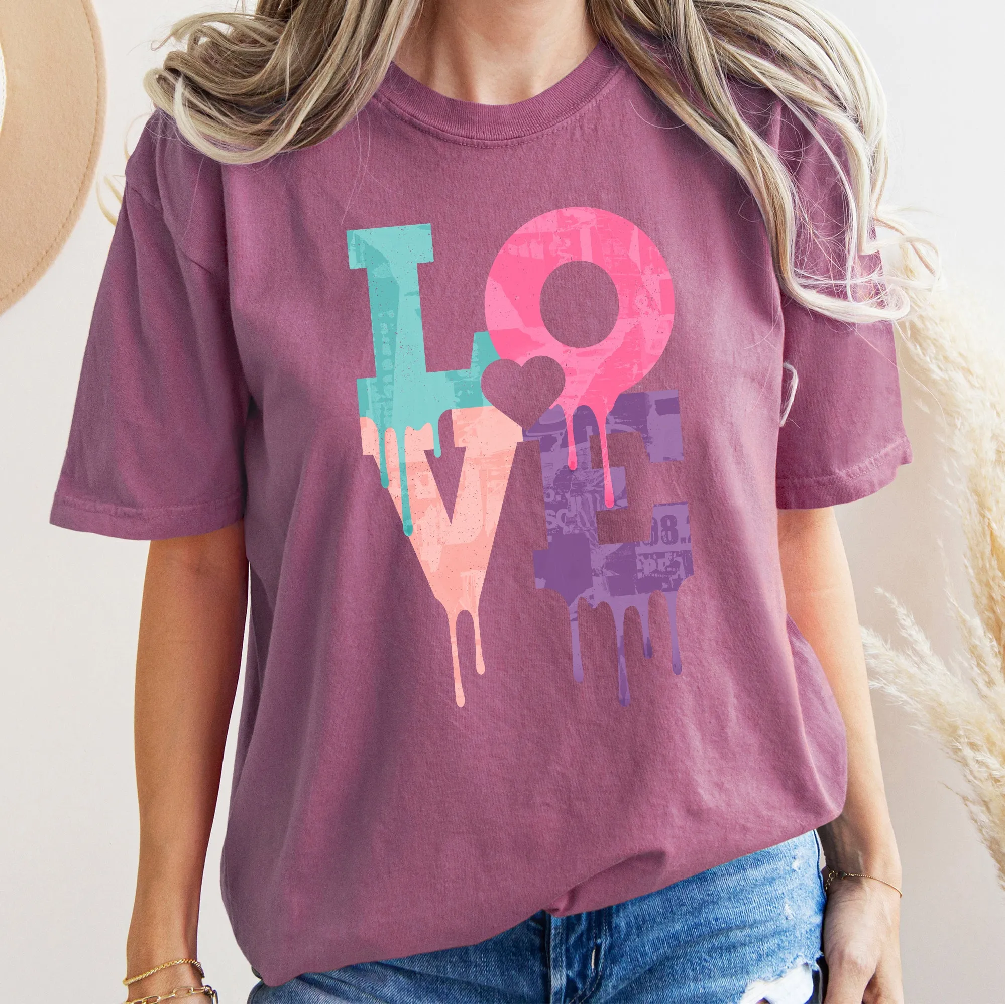 Retro Love Dripping Paint, Comfort Colors Tshirt, Valentine's Day sold by Refinery Number One product image thumbnail 3