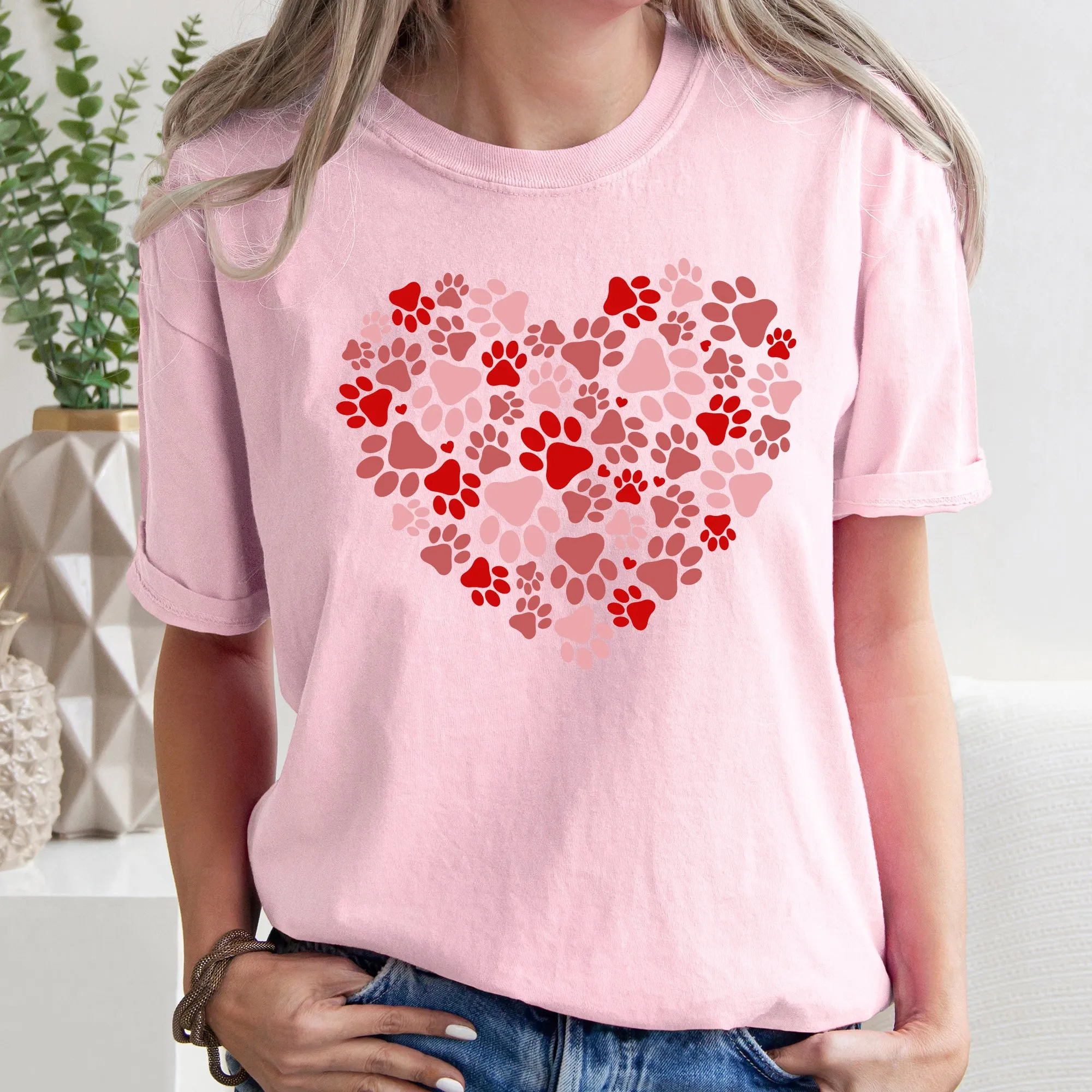 Paw Print Heart, Pets, Dogs, Cats, Comfort Colors Tshirt, Valentine's Day sold by Refinery Number One product image thumbnail 4