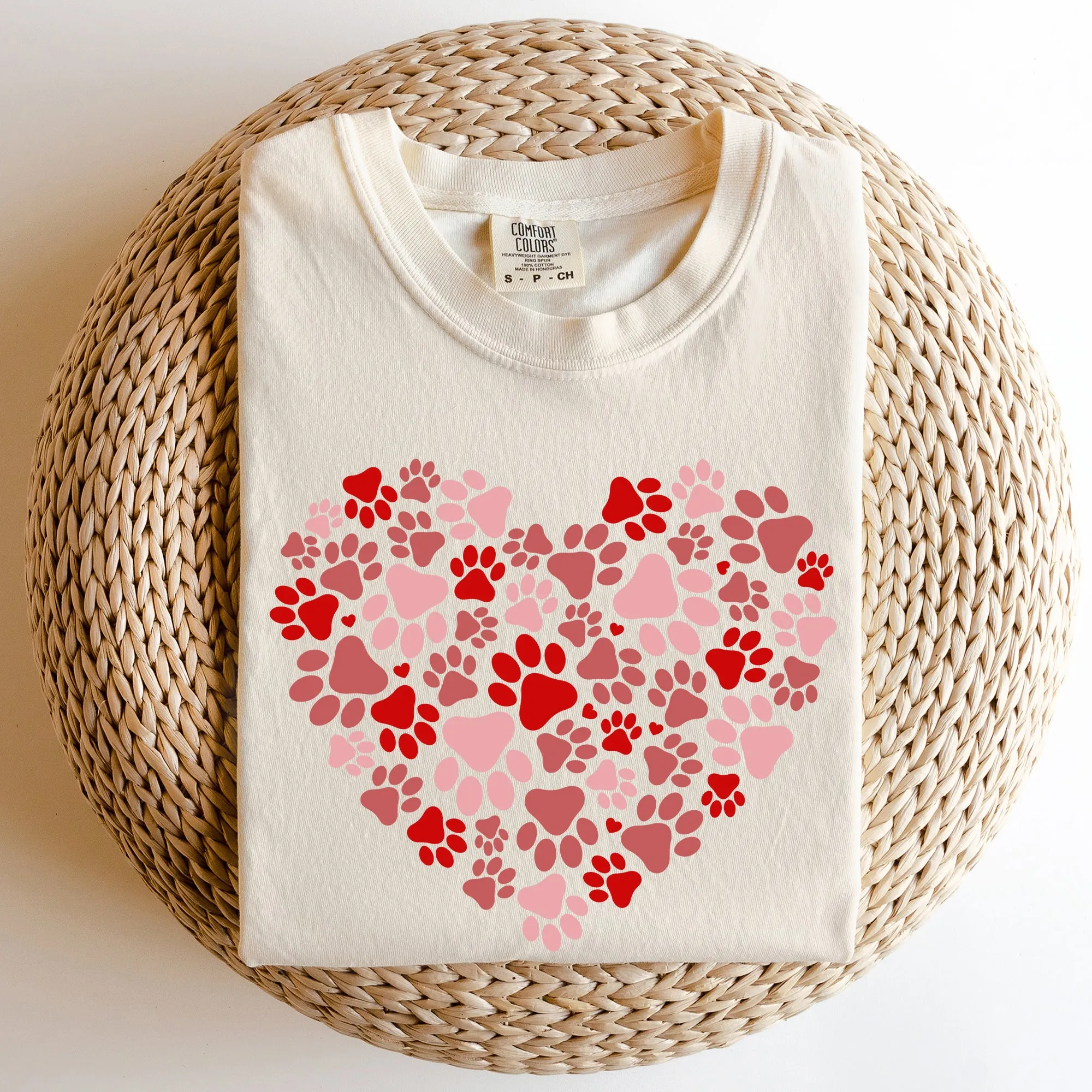Paw Print Heart, Pets, Dogs, Cats, Comfort Colors Tshirt, Valentine's Day sold by Refinery Number One