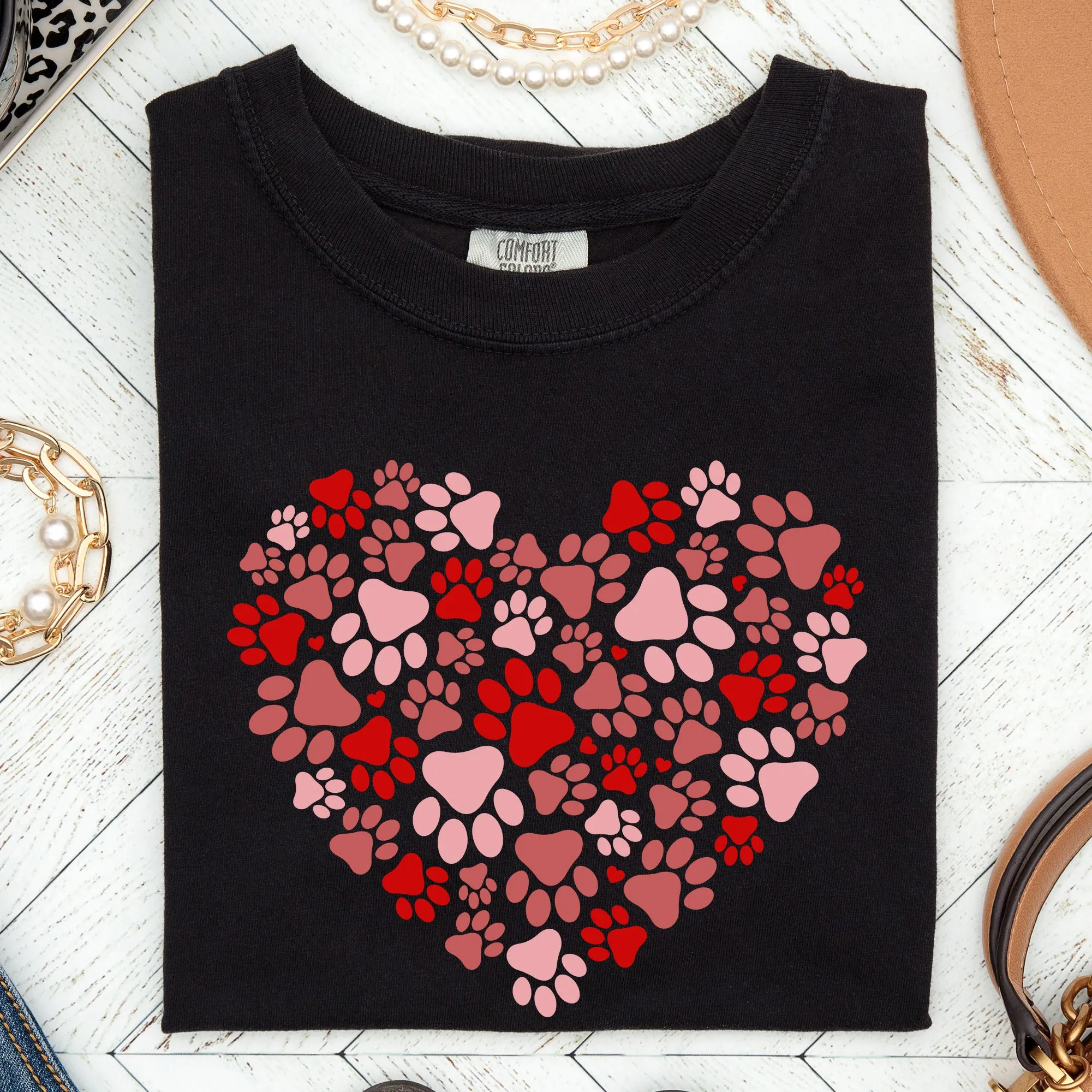Paw Print Heart, Pets, Dogs, Cats, Comfort Colors Tshirt, Valentine's Day sold by Refinery Number One product image thumbnail 3