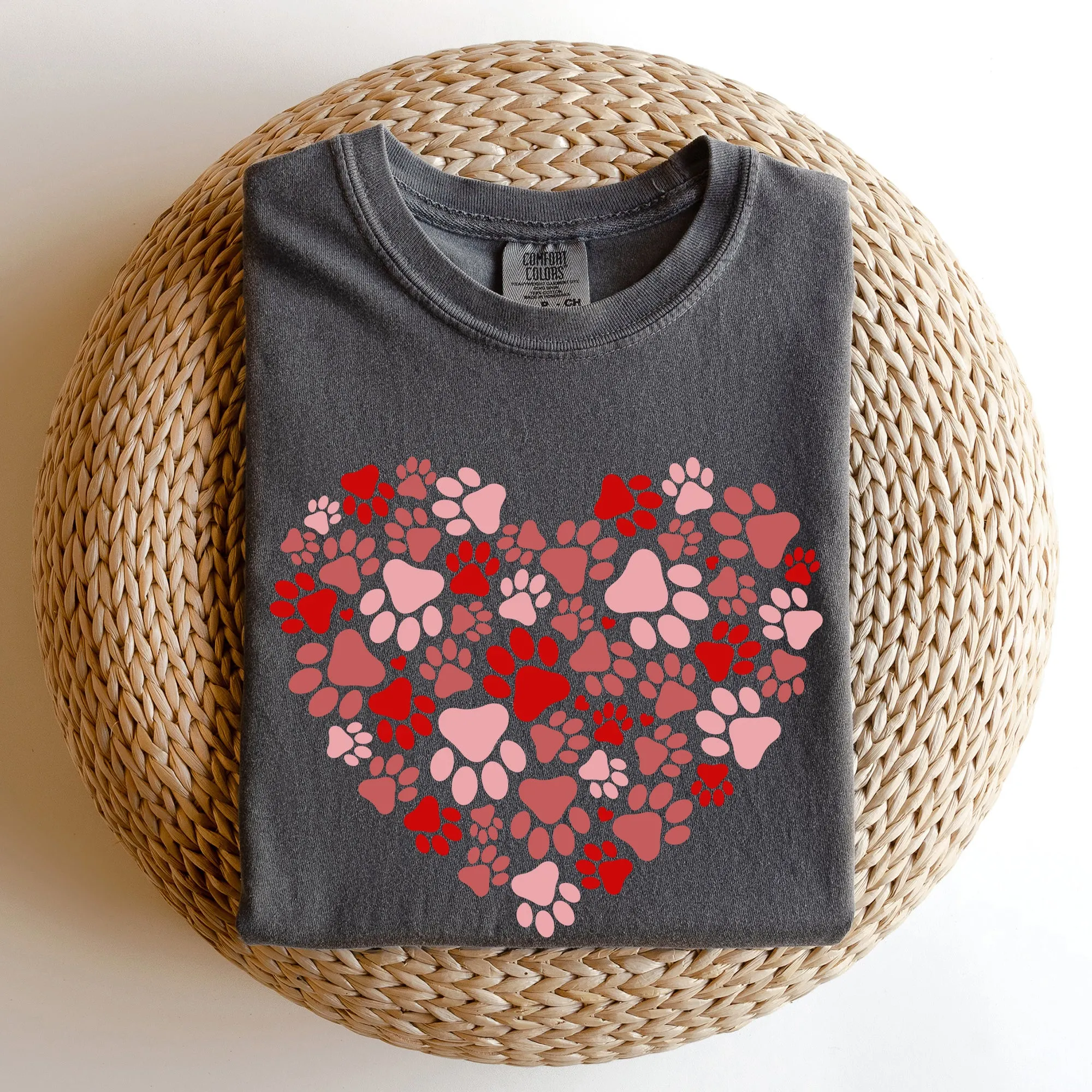 Paw Print Heart, Pets, Dogs, Cats, Comfort Colors Tshirt, Valentine's Day sold by Refinery Number One product image thumbnail 5