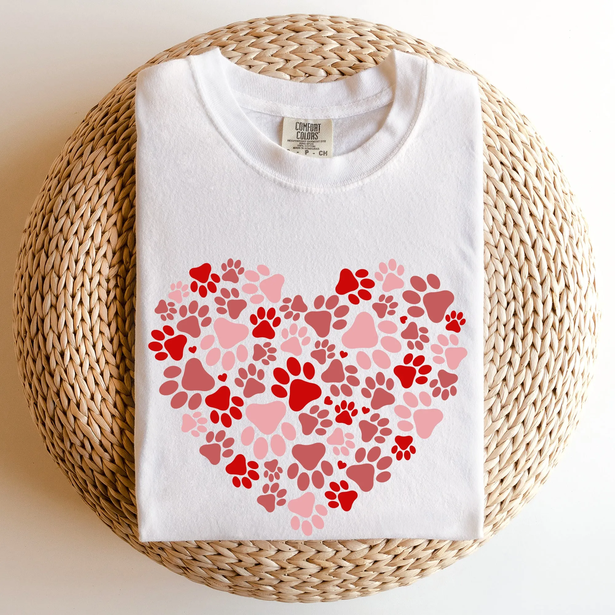Paw Print Heart, Pets, Dogs, Cats, Comfort Colors Tshirt, Valentine's Day sold by Refinery Number One product image thumbnail 2