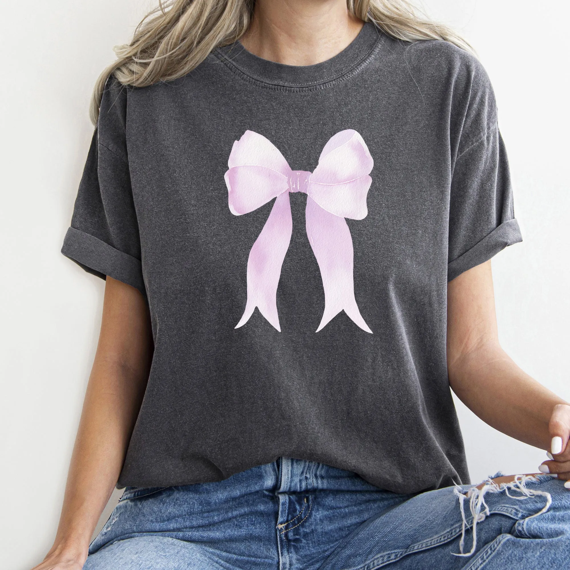 Pink Ribbon, Coquette, Cute, Adorable, Bow, Comfort Colors Tshirt, Valentine's Day sold by Refinery Number One product image thumbnail 2