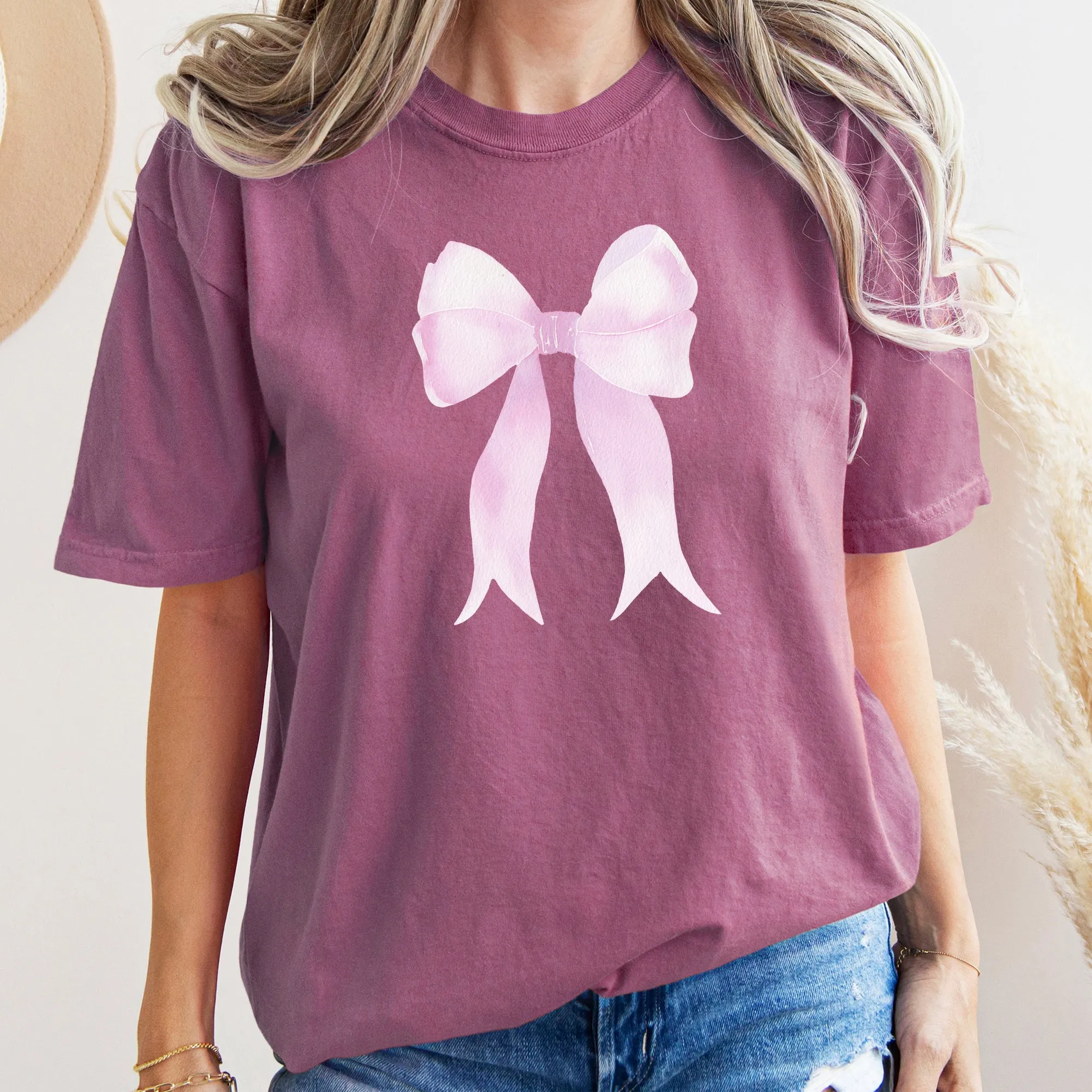Pink Ribbon, Coquette, Cute, Adorable, Bow, Comfort Colors Tshirt, Valentine's Day sold by Refinery Number One product image thumbnail 3