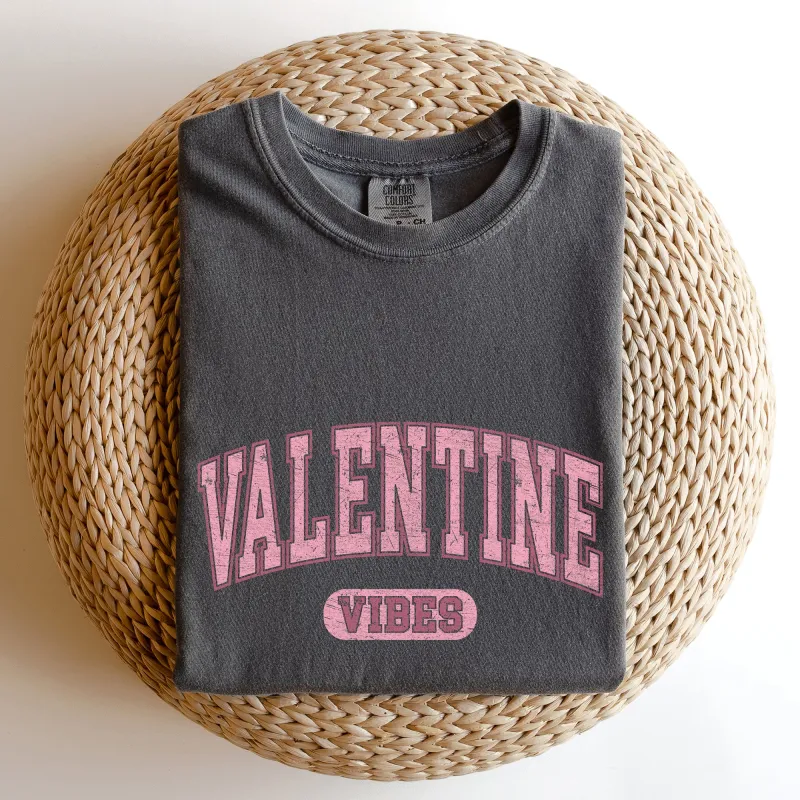 Valentine Vibes, Collegiate, College, University, Comfort Colors Tshirt, Valentine's Day sold by Refinery Number One
