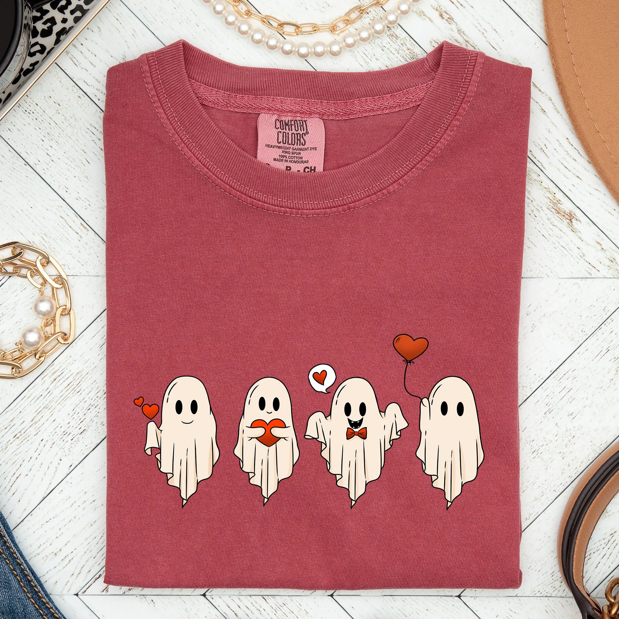 Valentine Ghosts, Love, Comfort Colors Tshirt, Valentine's Day sold by Refinery Number One product image thumbnail 2